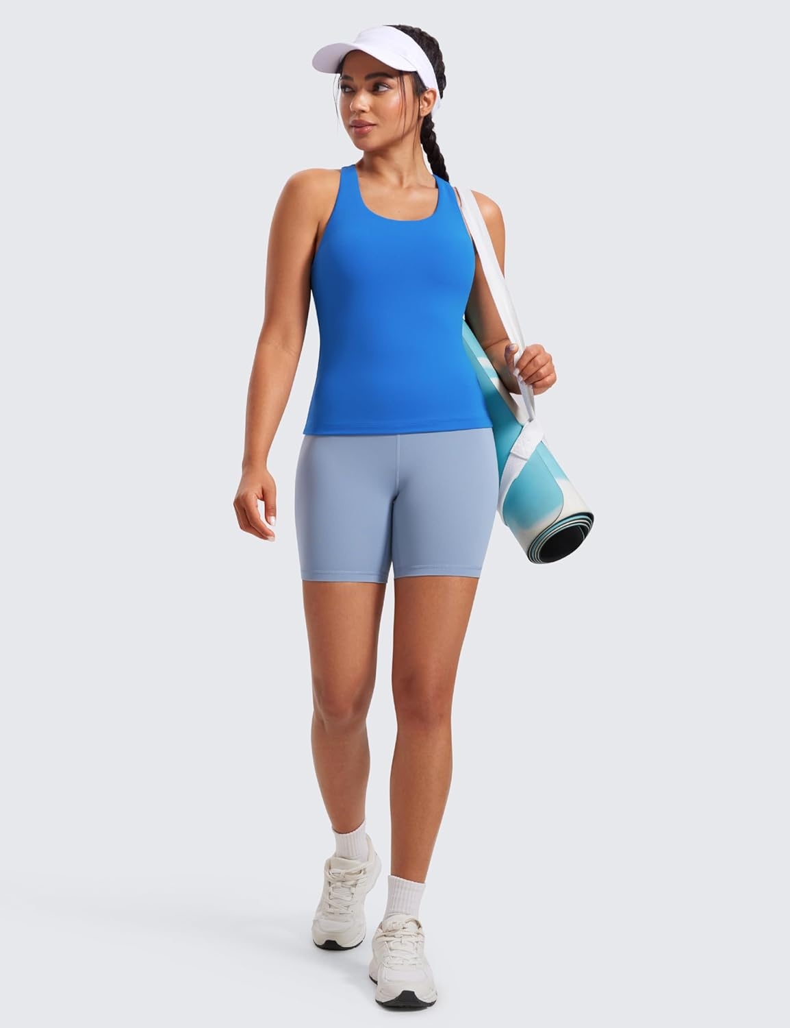 image:imageCRZ YOGA Butterluxe Workout Racerback Tank Tops for Women Padded Athletic Spandex Yoga Shirts with Built in BraSparkle Blue