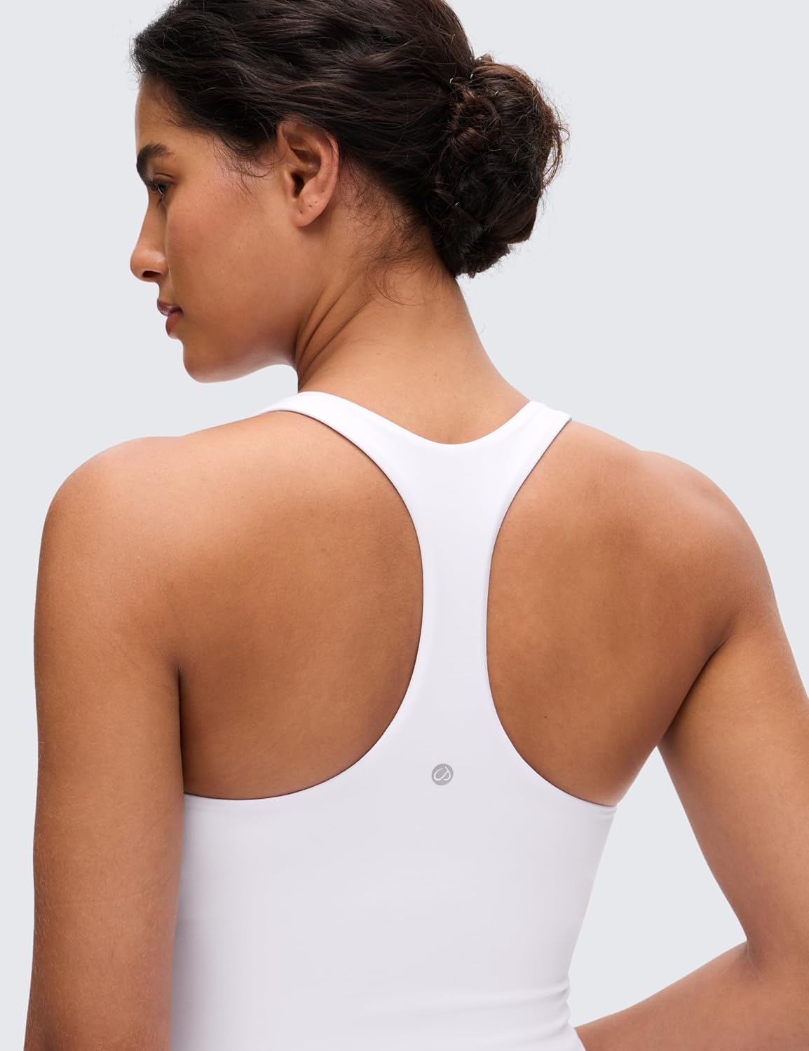 image:imageCRZ YOGA Butterluxe Workout Racerback Tank Tops for Women Padded Athletic Spandex Yoga Shirts with Built in BraWhite