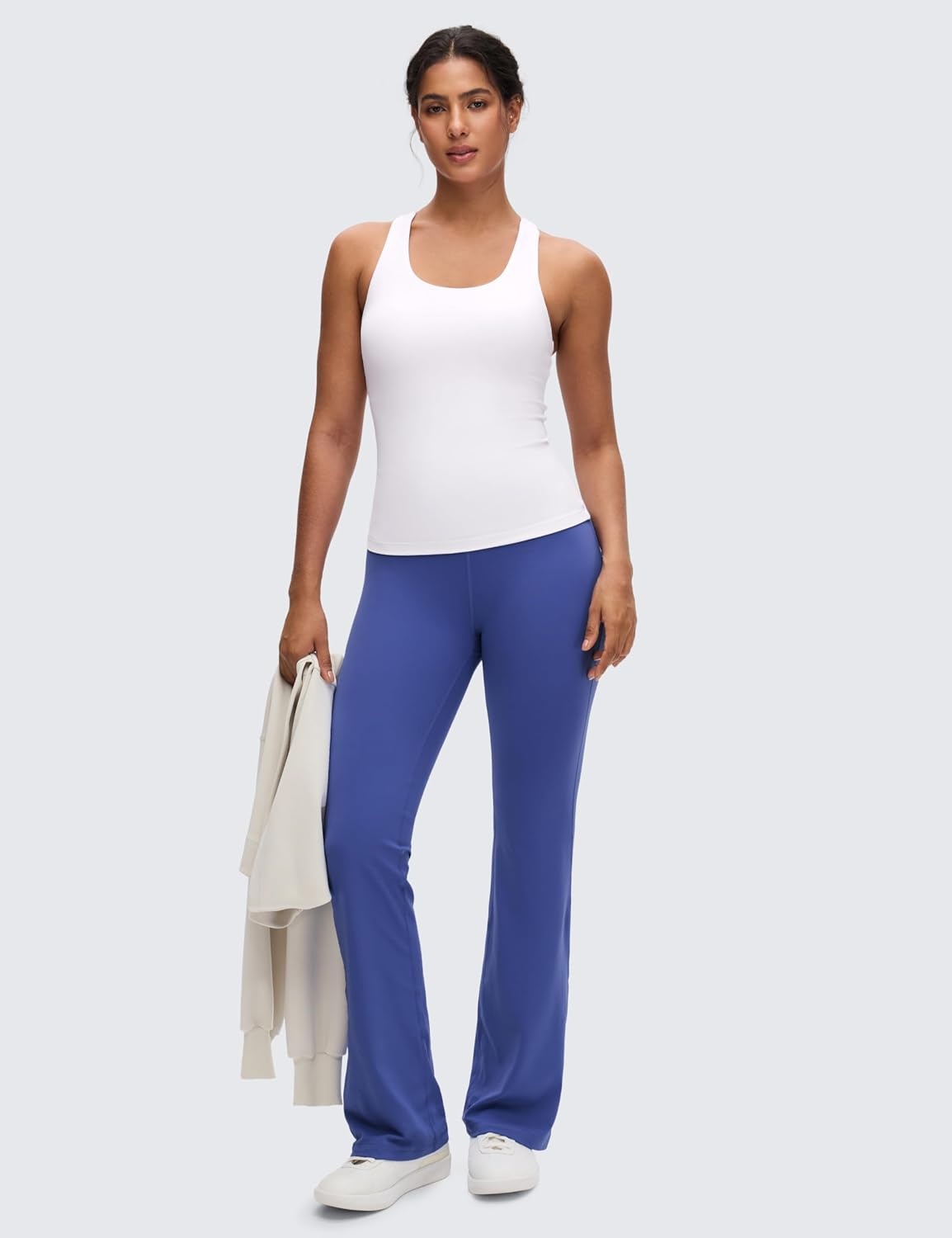 image:imageCRZ YOGA Butterluxe Workout Racerback Tank Tops for Women Padded Athletic Spandex Yoga Shirts with Built in BraWhite
