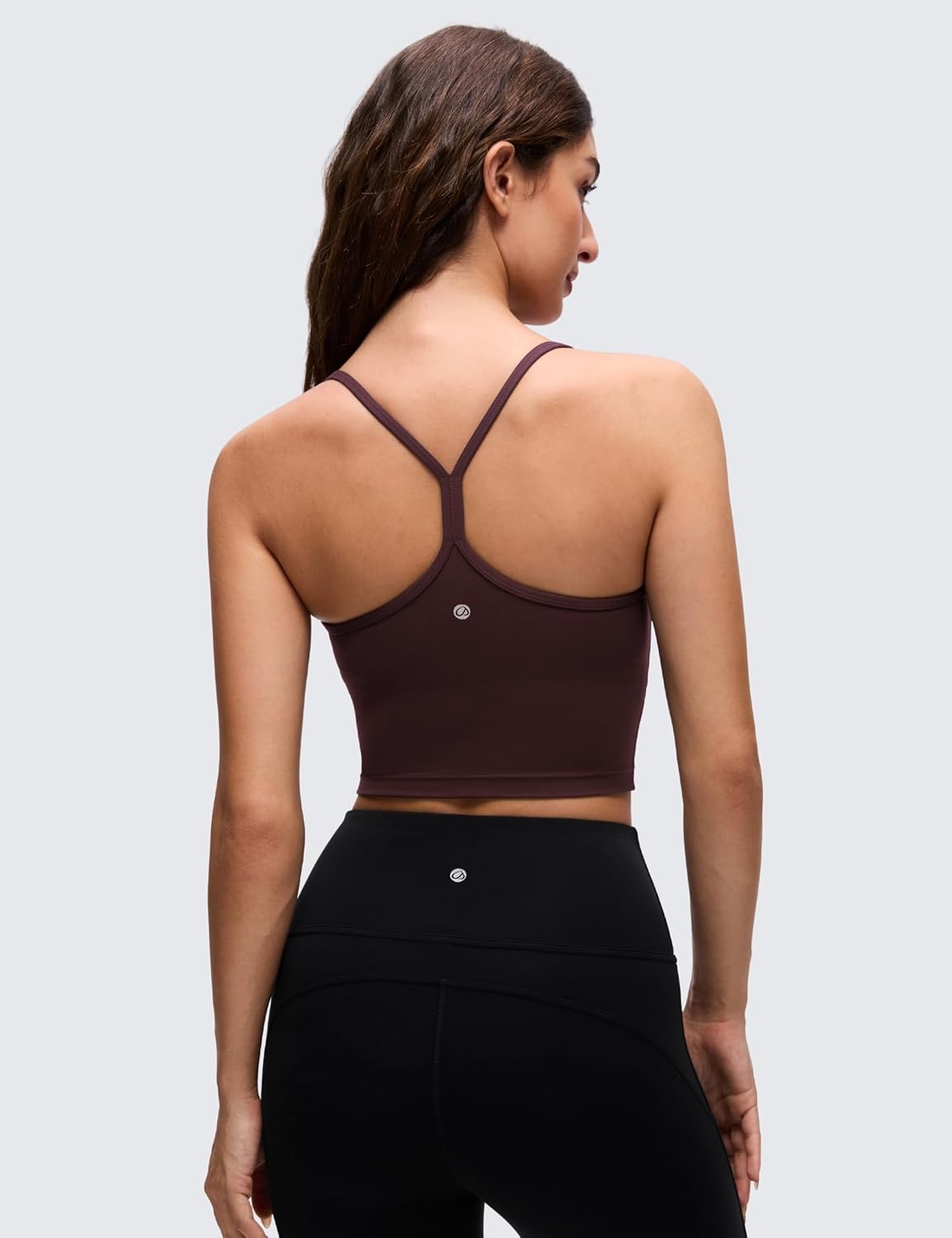 image:imageCRZ YOGA Butterluxe Y Back Crop Tank Tops for Women Spaghetti Straps Racerback Padded Yoga Workout Longline Sports BrasRipe Plum