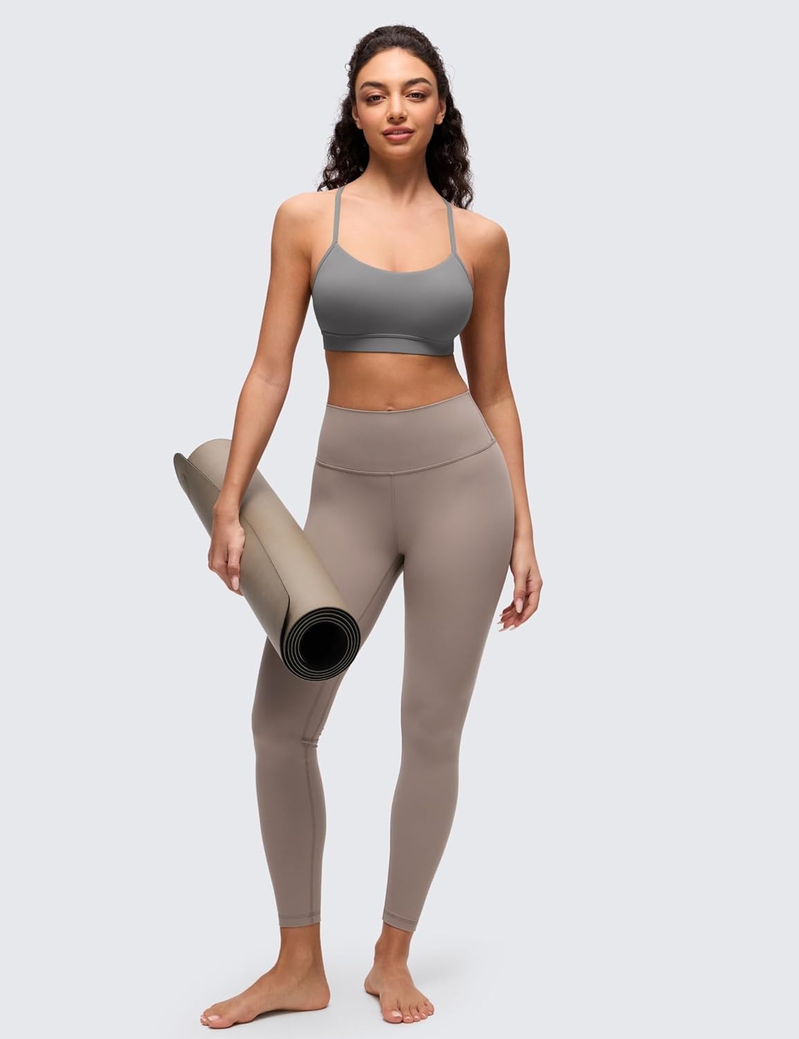 image:imageCRZ YOGA Butterluxe Y Back Sports Bras for Women Padded Racerback Low Impact Spaghetti Thin Strap Workout Yoga TopAsh Grey