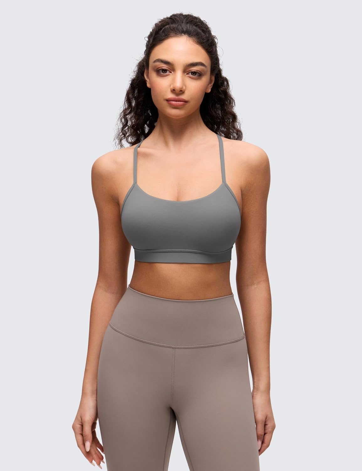 image:imageCRZ YOGA Butterluxe Y Back Sports Bras for Women Padded Racerback Low Impact Spaghetti Thin Strap Workout Yoga TopAsh Grey