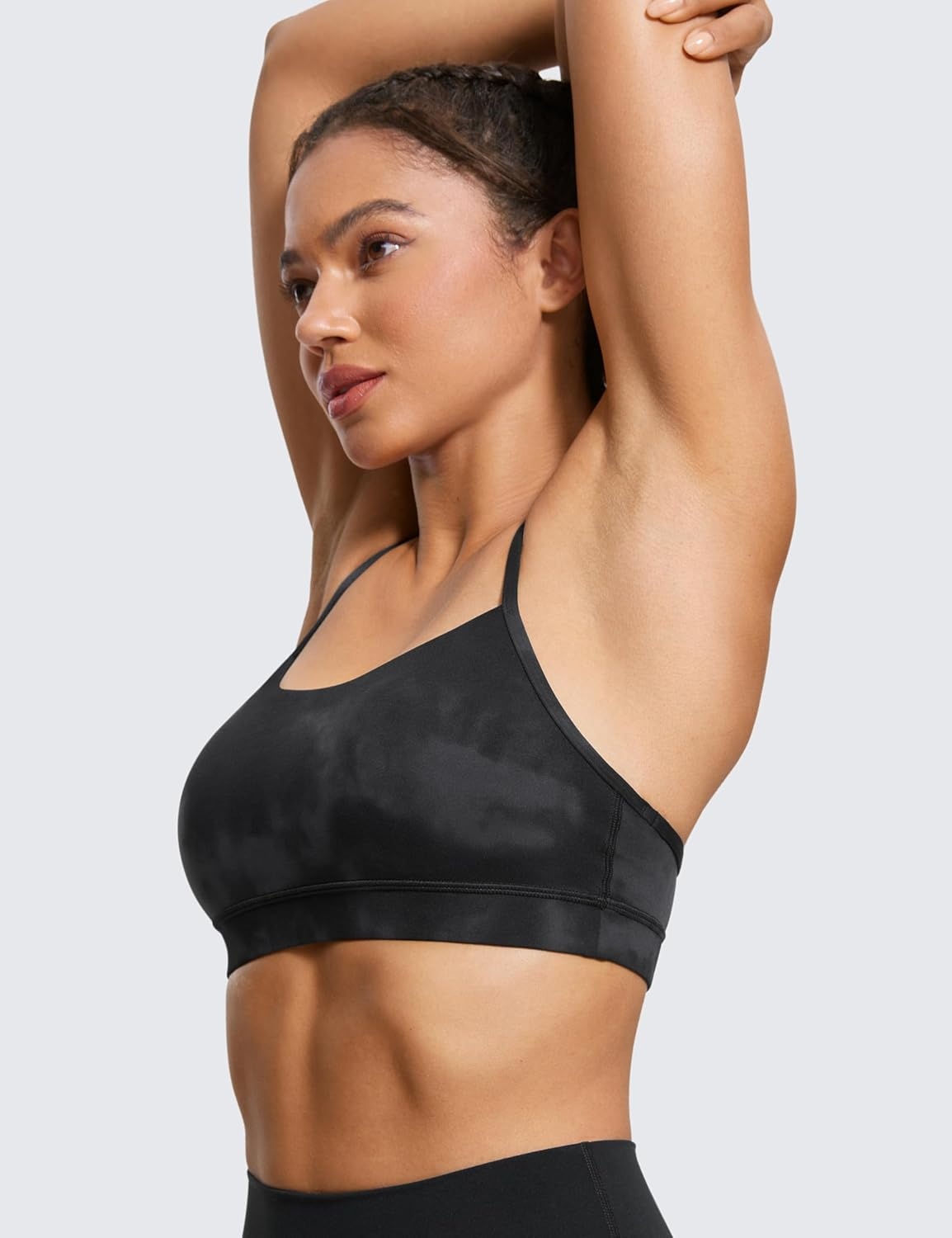 image:imageCRZ YOGA Butterluxe Y Back Sports Bras for Women Padded Racerback Low Impact Spaghetti Thin Strap Workout Yoga TopBlack Tie Dye Flowers