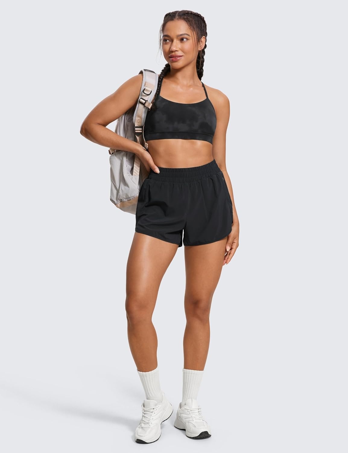 image:imageCRZ YOGA Butterluxe Y Back Sports Bras for Women Padded Racerback Low Impact Spaghetti Thin Strap Workout Yoga TopBlack Tie Dye Flowers