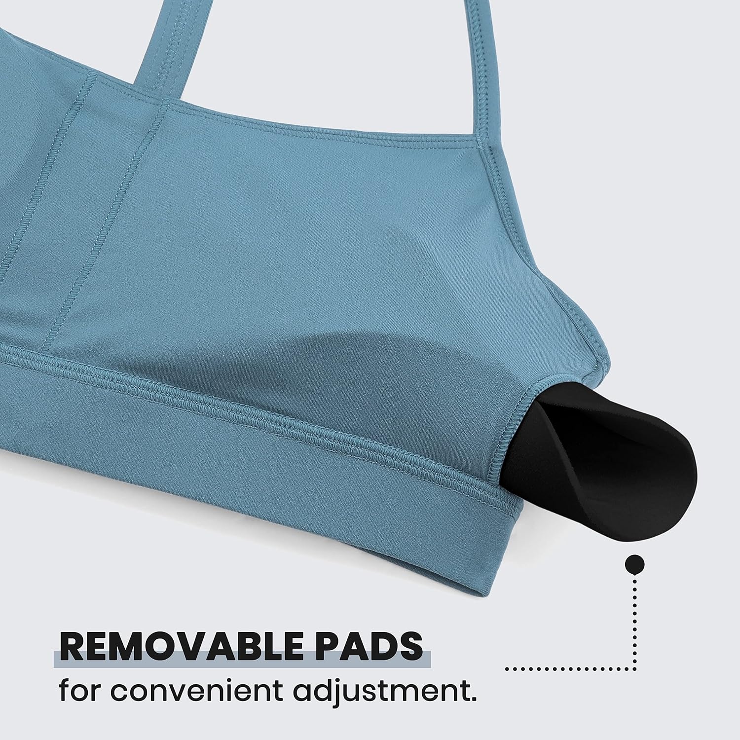 image:imageCRZ YOGA Butterluxe Y Back Sports Bras for Women Padded Racerback Low Impact Spaghetti Thin Strap Workout Yoga TopBlue Ashes
