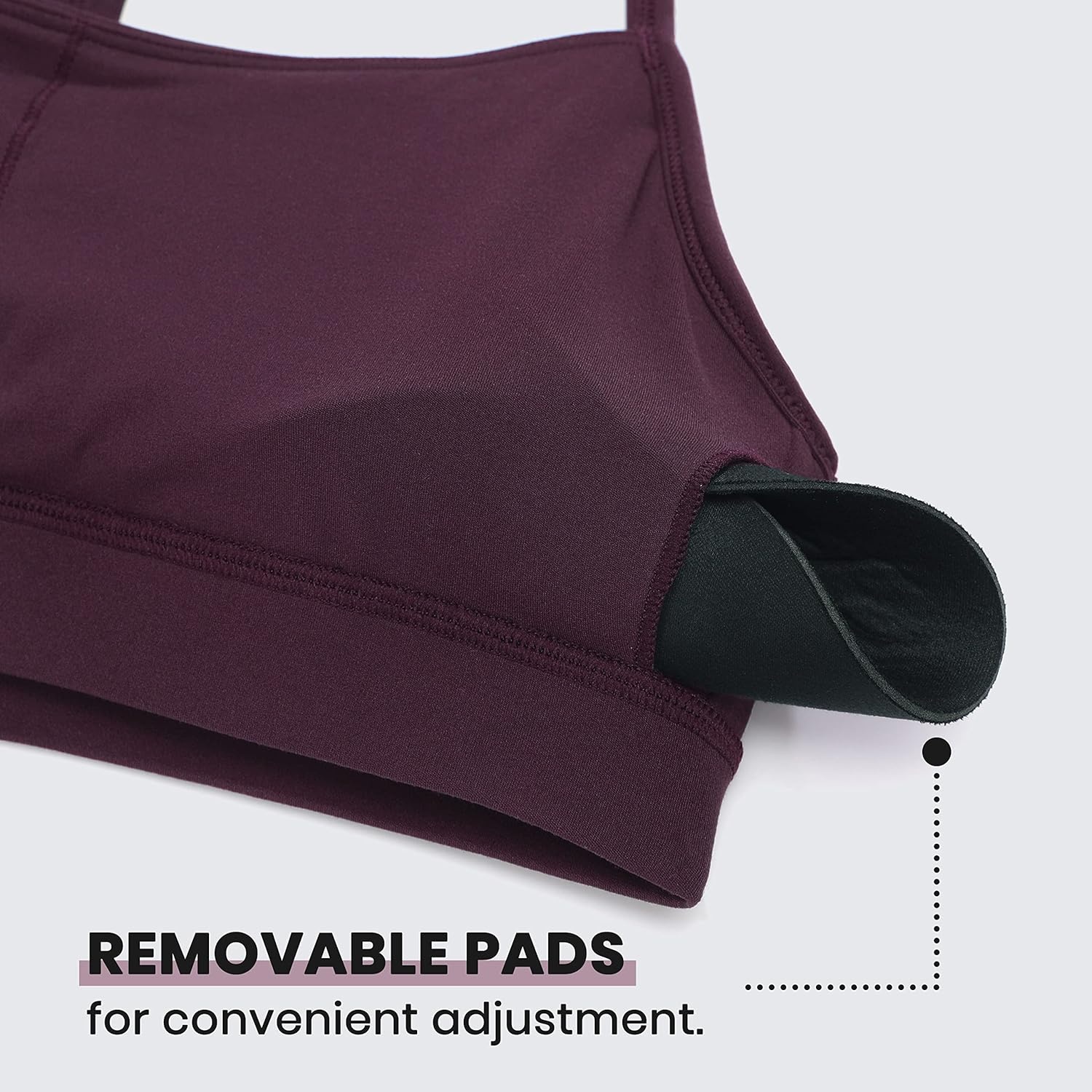 image:imageCRZ YOGA Butterluxe Y Back Sports Bras for Women Padded Racerback Low Impact Spaghetti Thin Strap Workout Yoga TopDeep Purple