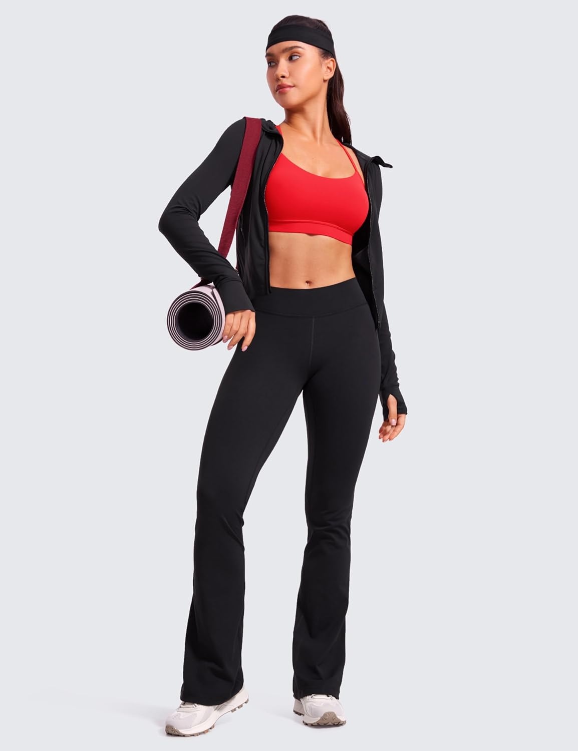 image:imageCRZ YOGA Butterluxe Y Back Sports Bras for Women Padded Racerback Low Impact Spaghetti Thin Strap Workout Yoga TopDeep Red