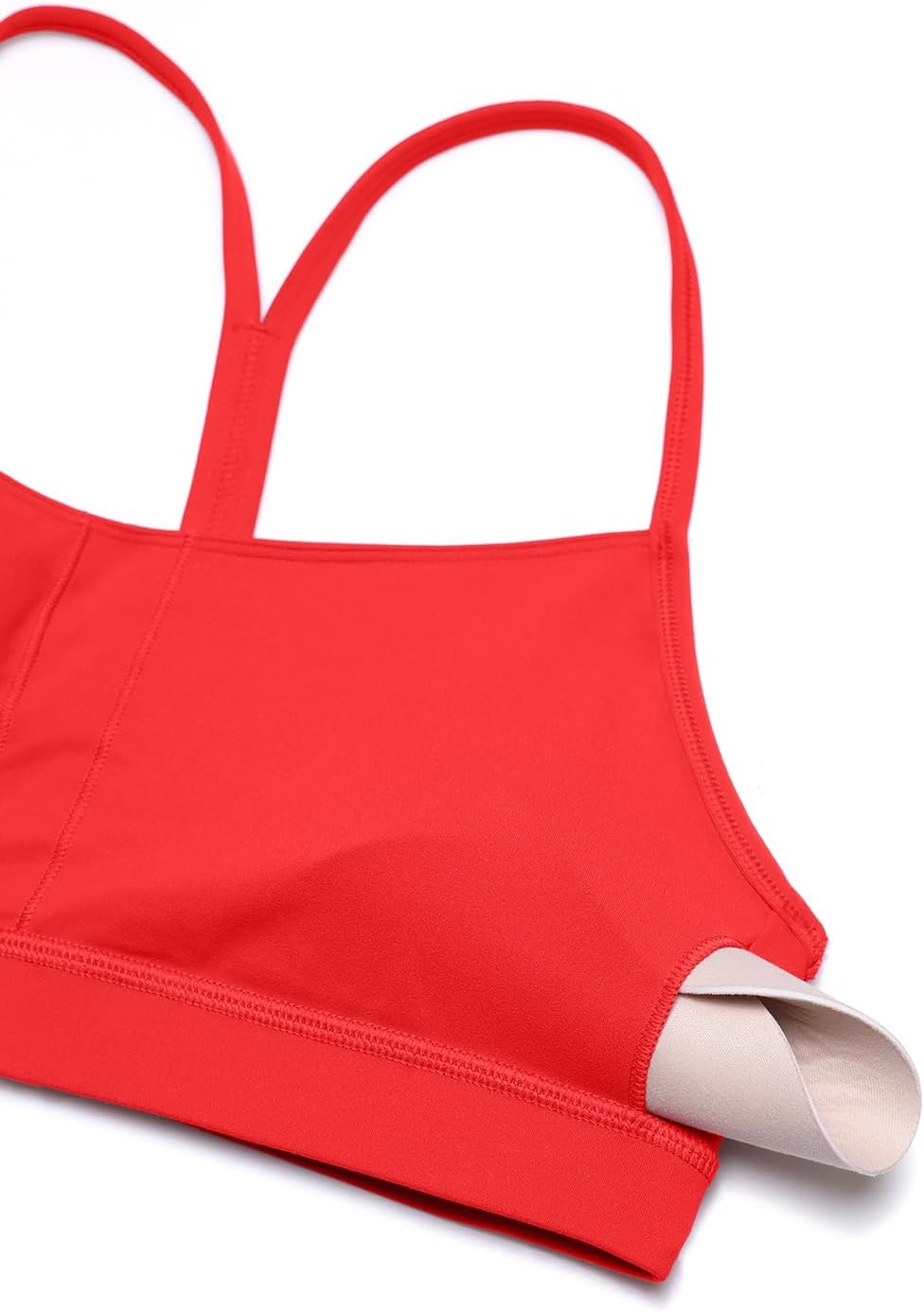 image:imageCRZ YOGA Butterluxe Y Back Sports Bras for Women Padded Racerback Low Impact Spaghetti Thin Strap Workout Yoga TopDeep Red