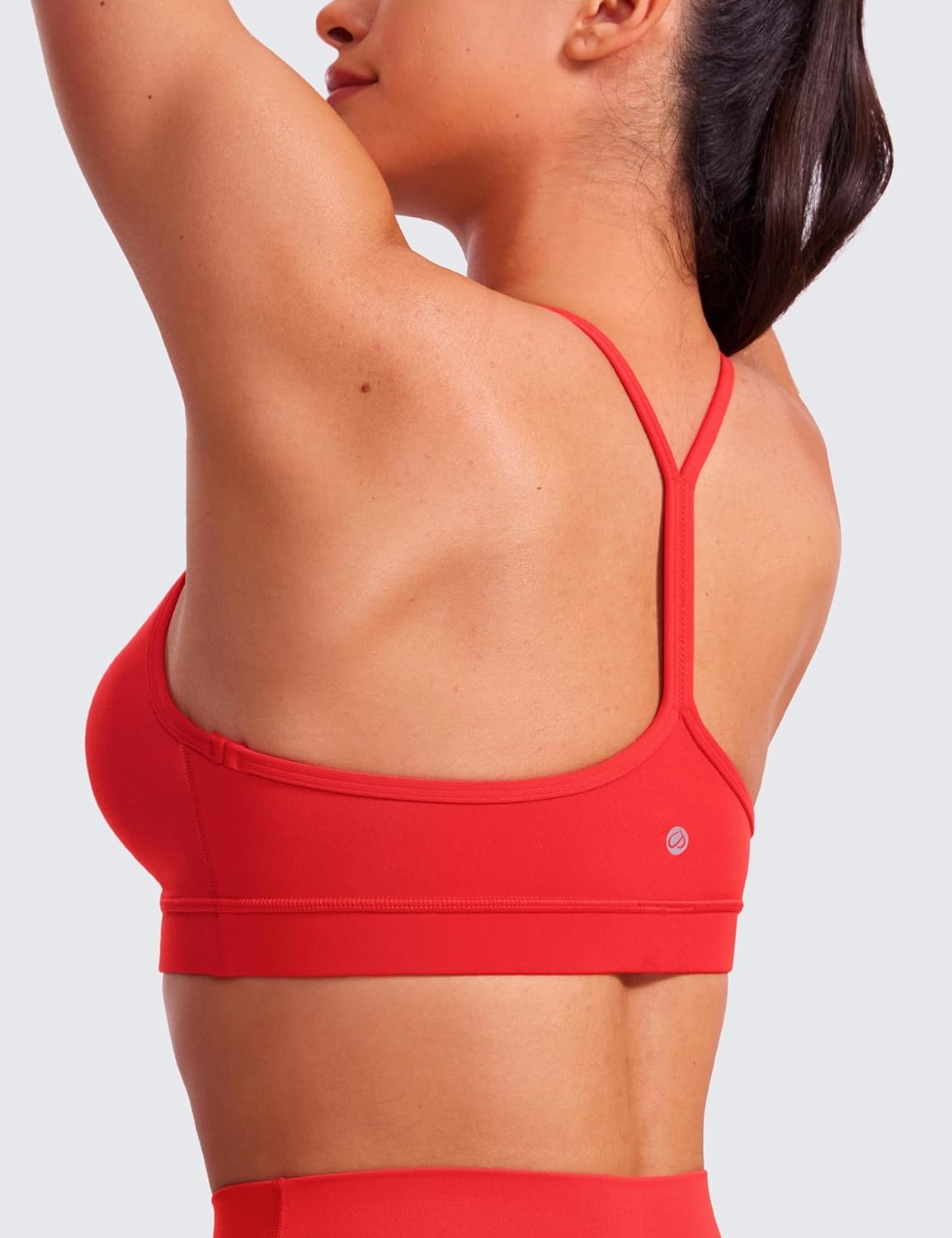 image:imageCRZ YOGA Butterluxe Y Back Sports Bras for Women Padded Racerback Low Impact Spaghetti Thin Strap Workout Yoga TopDeep Red