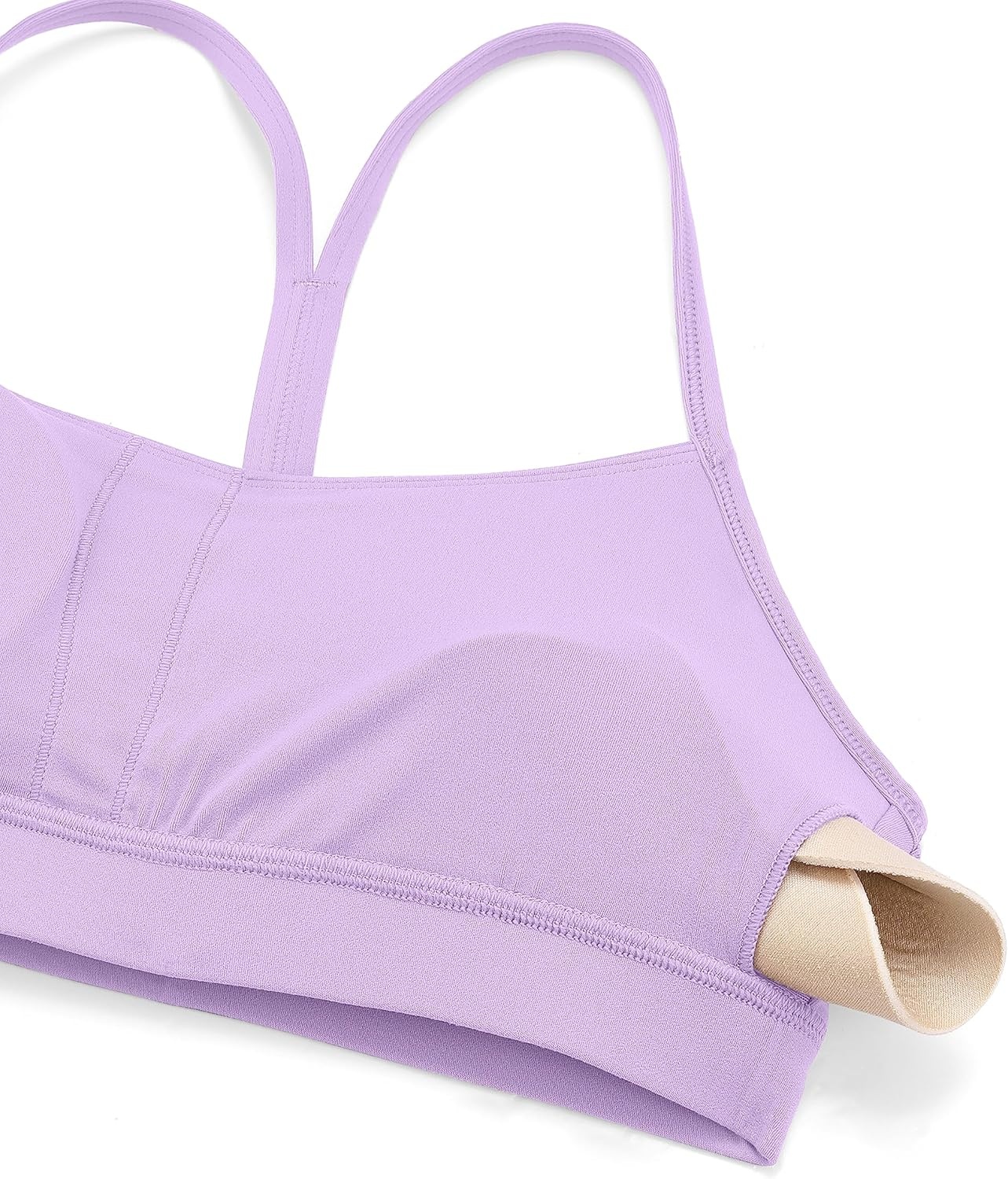 image:imageCRZ YOGA Butterluxe Y Back Sports Bras for Women Padded Racerback Low Impact Spaghetti Thin Strap Workout Yoga TopElfin Purple