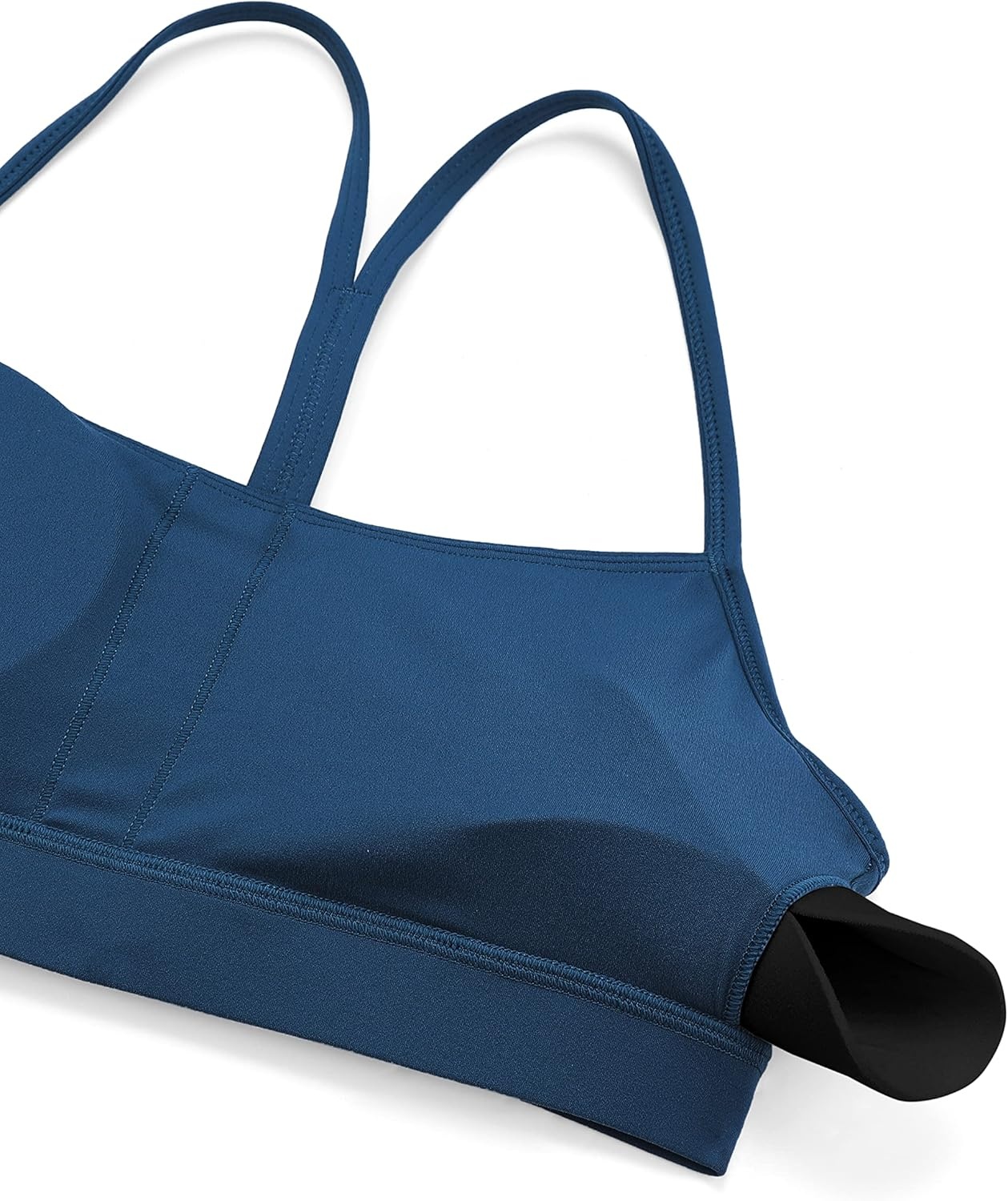 image:imageCRZ YOGA Butterluxe Y Back Sports Bras for Women Padded Racerback Low Impact Spaghetti Thin Strap Workout Yoga TopFrench Navy