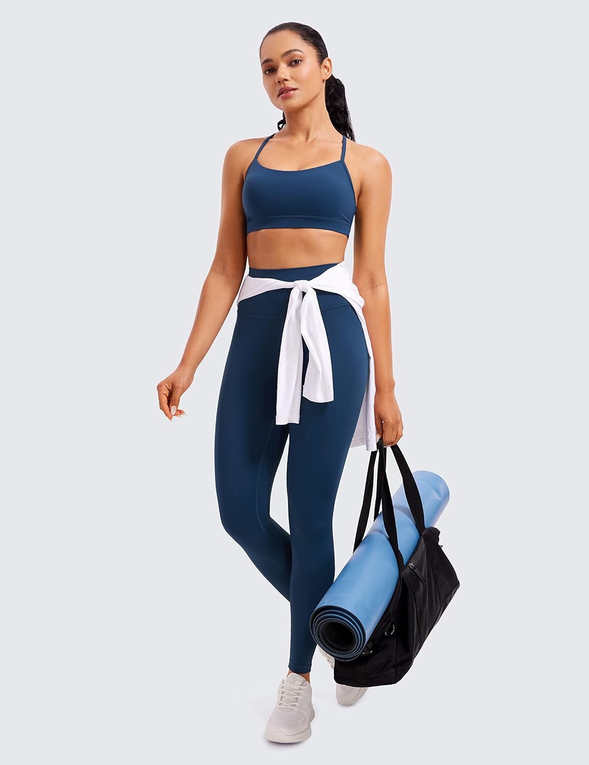 image:imageCRZ YOGA Butterluxe Y Back Sports Bras for Women Padded Racerback Low Impact Spaghetti Thin Strap Workout Yoga TopFrench Navy