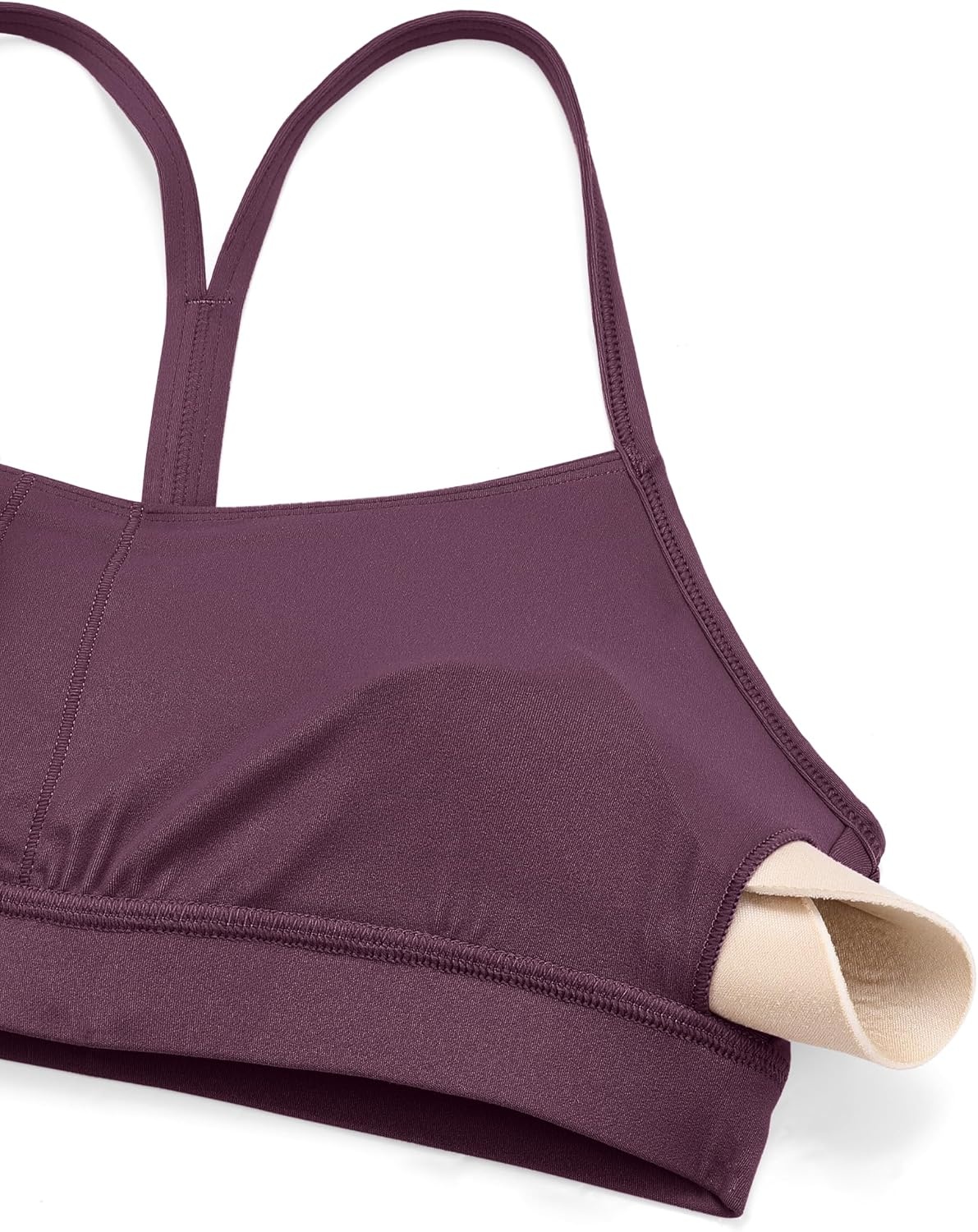 image:imageCRZ YOGA Butterluxe Y Back Sports Bras for Women Padded Racerback Low Impact Spaghetti Thin Strap Workout Yoga TopGrape Thistle Purple