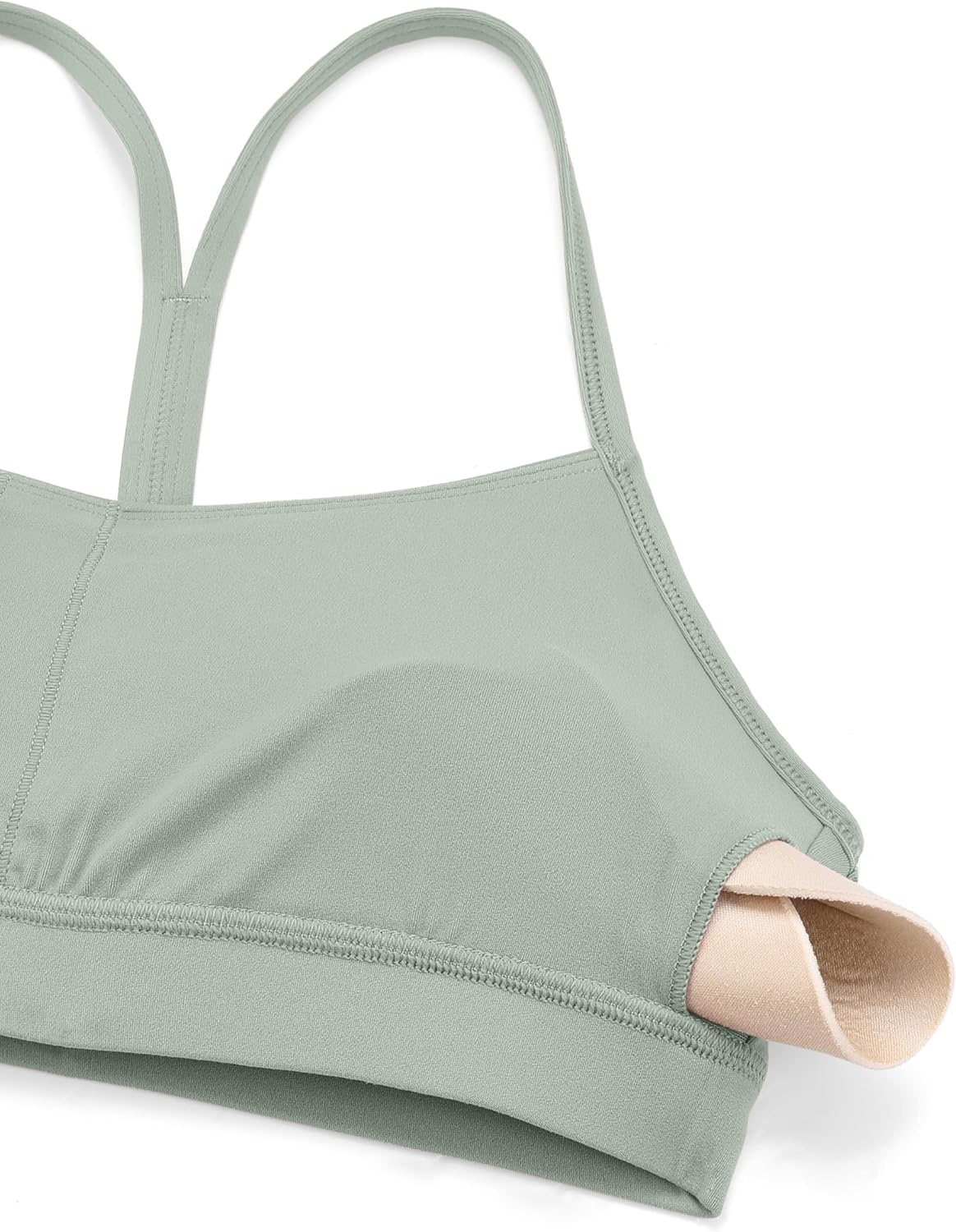 image:imageCRZ YOGA Butterluxe Y Back Sports Bras for Women Padded Racerback Low Impact Spaghetti Thin Strap Workout Yoga TopGreen Palm Court