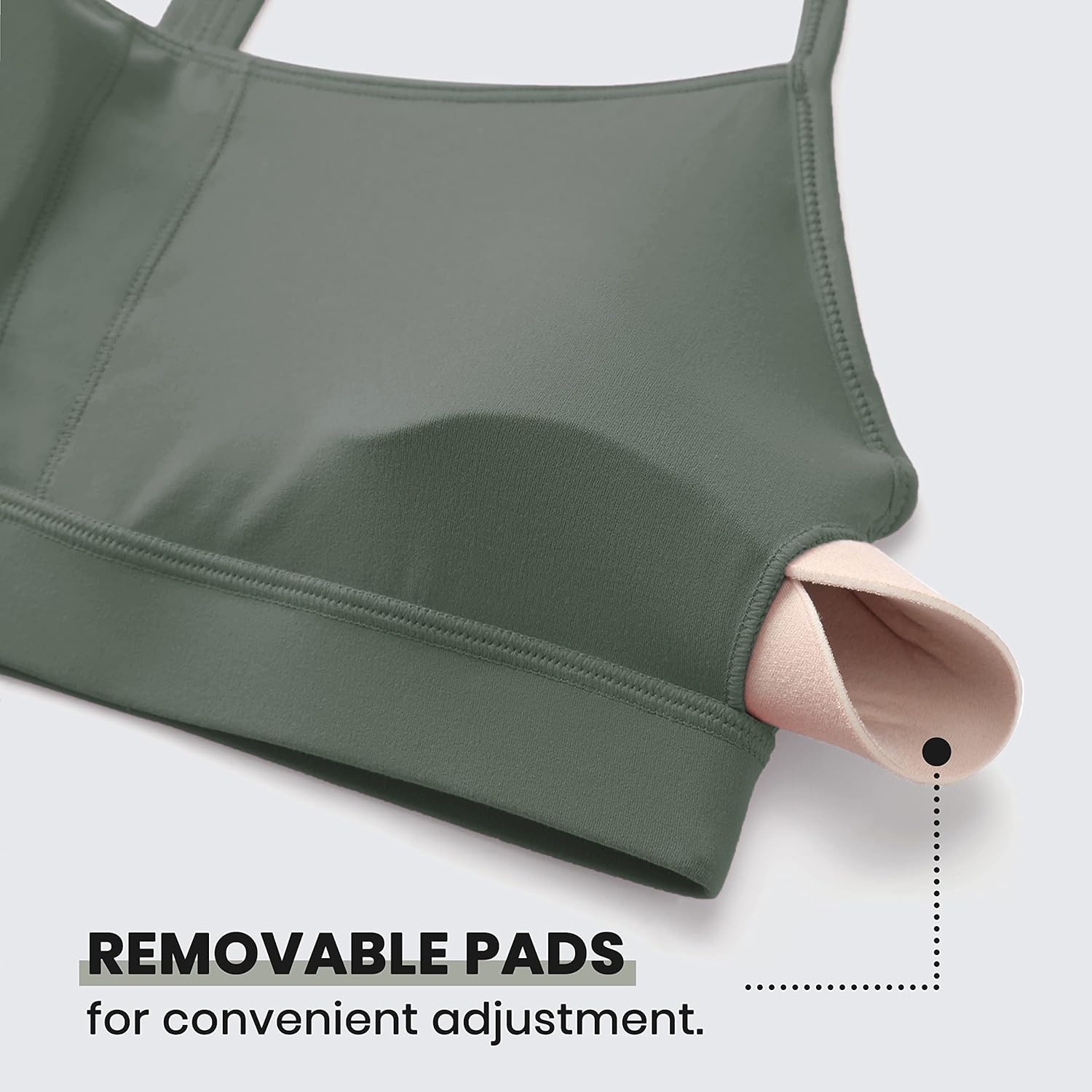 image:imageCRZ YOGA Butterluxe Y Back Sports Bras for Women Padded Racerback Low Impact Spaghetti Thin Strap Workout Yoga TopGrey Sage