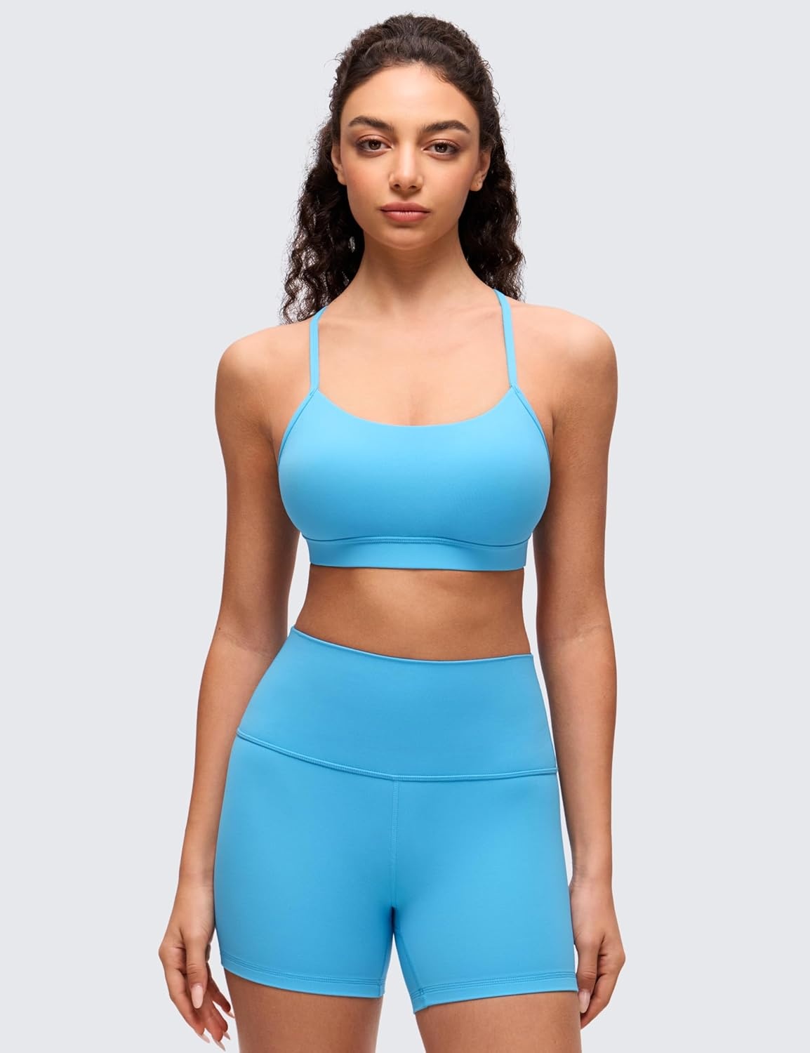 image:imageCRZ YOGA Butterluxe Y Back Sports Bras for Women Padded Racerback Low Impact Spaghetti Thin Strap Workout Yoga TopKayak Blue
