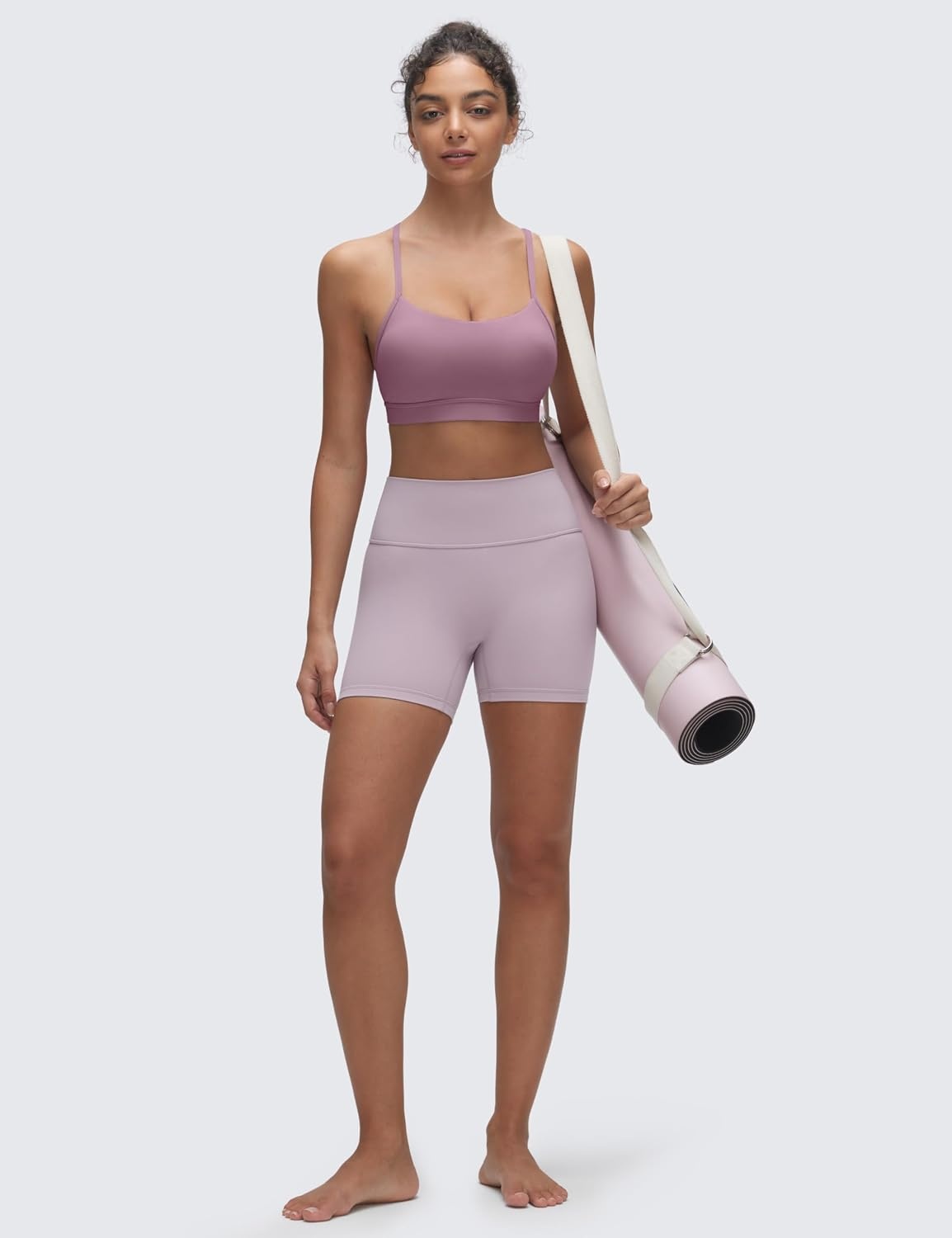 image:imageCRZ YOGA Butterluxe Y Back Sports Bras for Women Padded Racerback Low Impact Spaghetti Thin Strap Workout Yoga TopLight Lavender