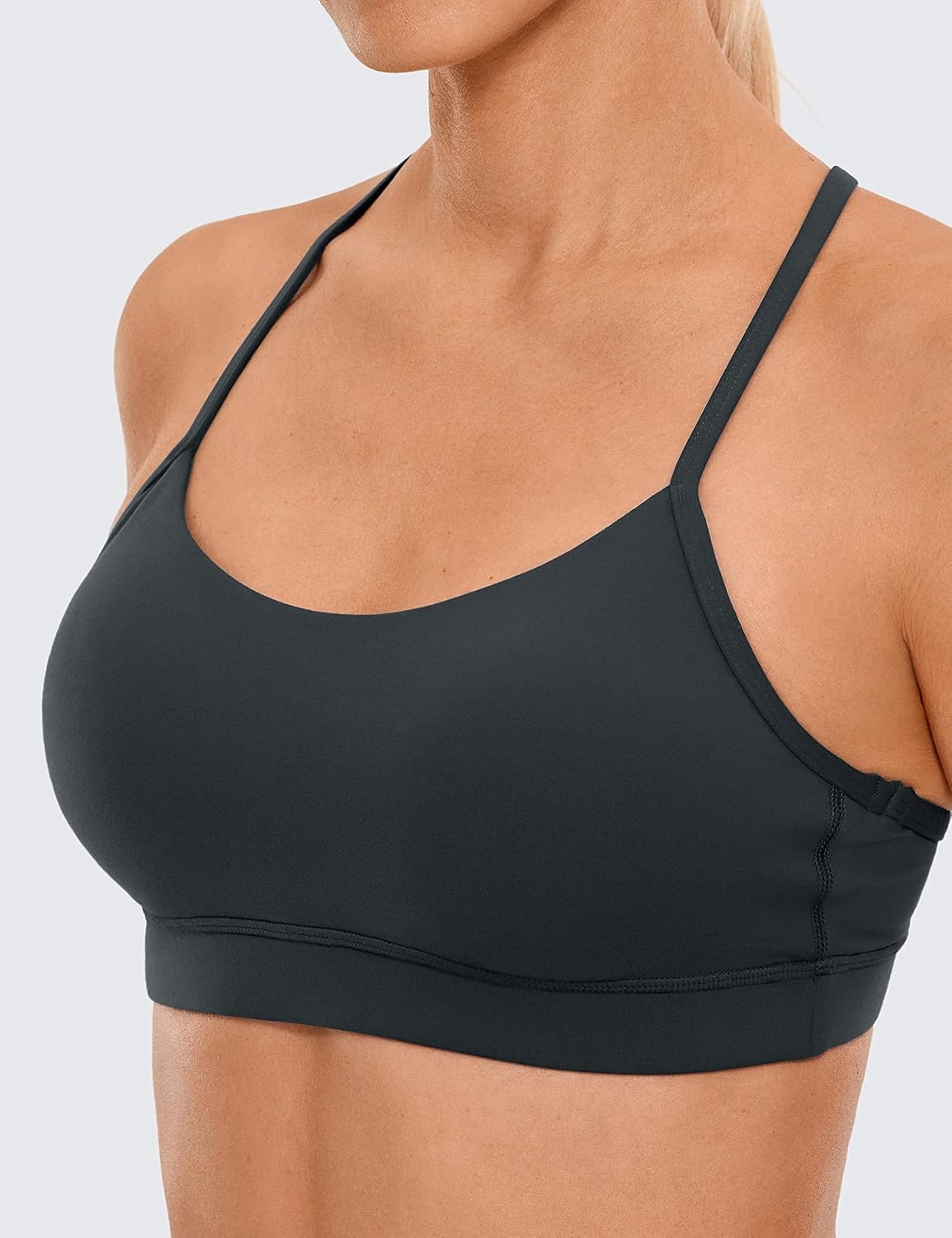 image:imageCRZ YOGA Butterluxe Y Back Sports Bras for Women Padded Racerback Low Impact Spaghetti Thin Strap Workout Yoga TopMelanite