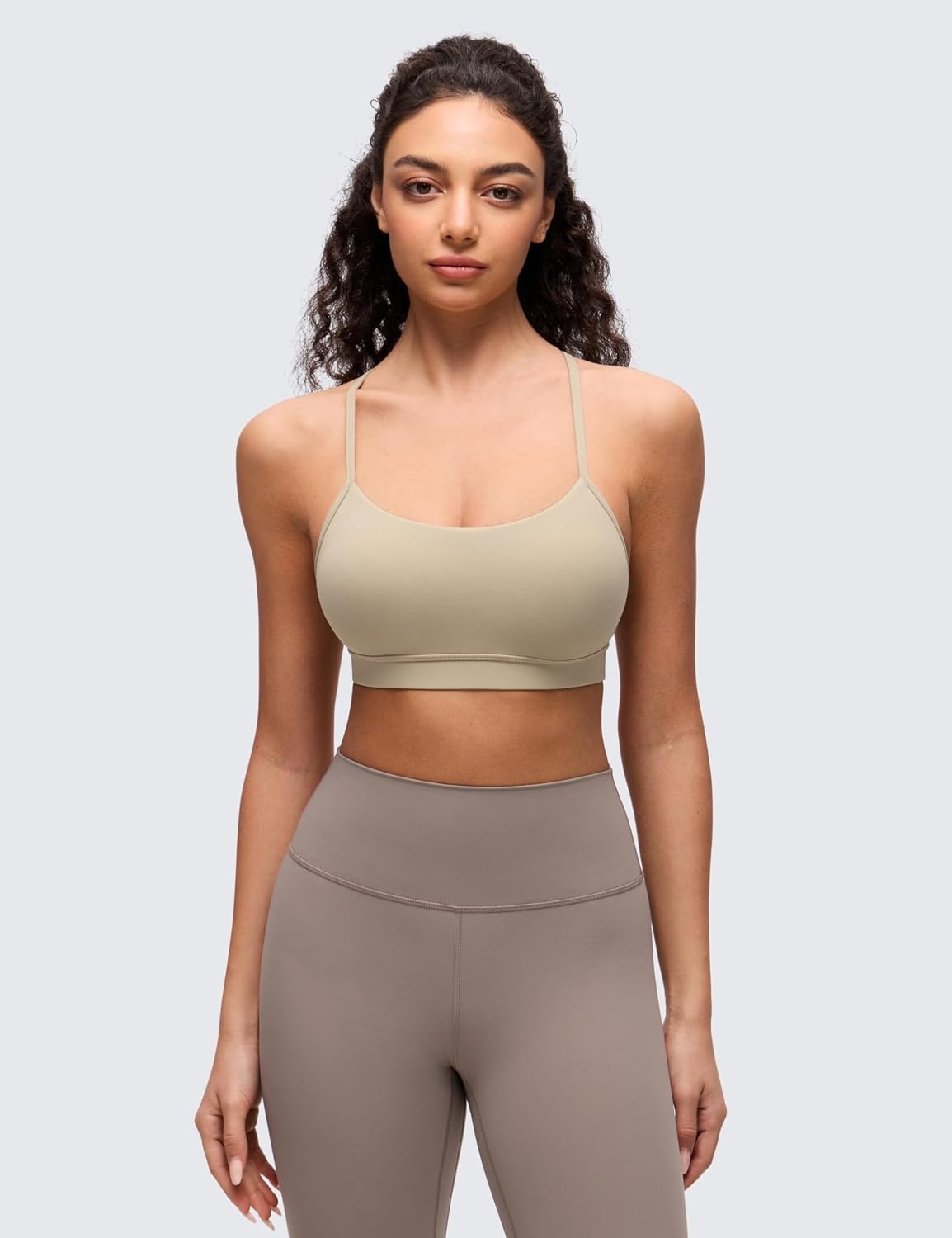 image:imageCRZ YOGA Butterluxe Y Back Sports Bras for Women Padded Racerback Low Impact Spaghetti Thin Strap Workout Yoga TopOak