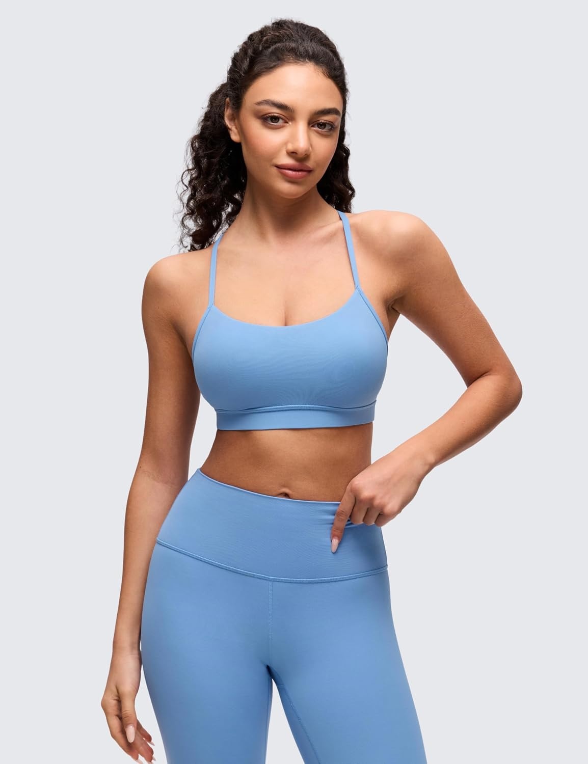 image:imageCRZ YOGA Butterluxe Y Back Sports Bras for Women Padded Racerback Low Impact Spaghetti Thin Strap Workout Yoga TopParty Blue