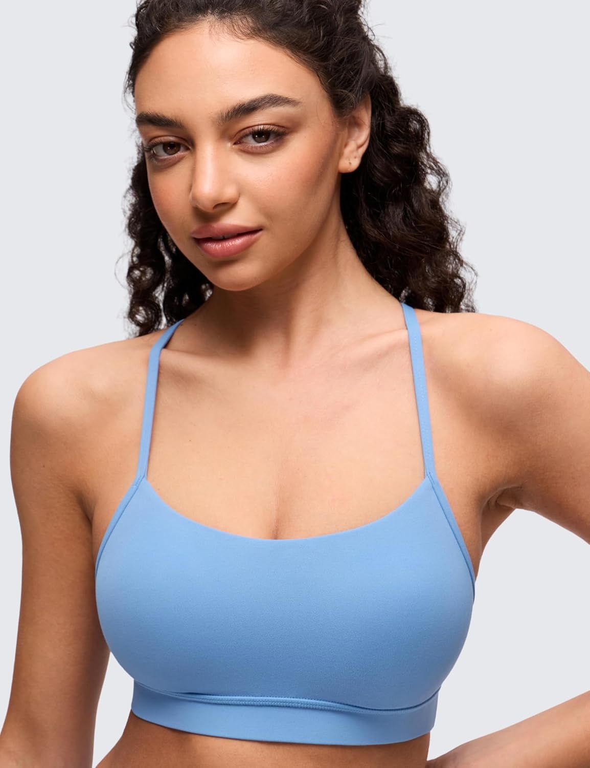 image:imageCRZ YOGA Butterluxe Y Back Sports Bras for Women Padded Racerback Low Impact Spaghetti Thin Strap Workout Yoga TopParty Blue