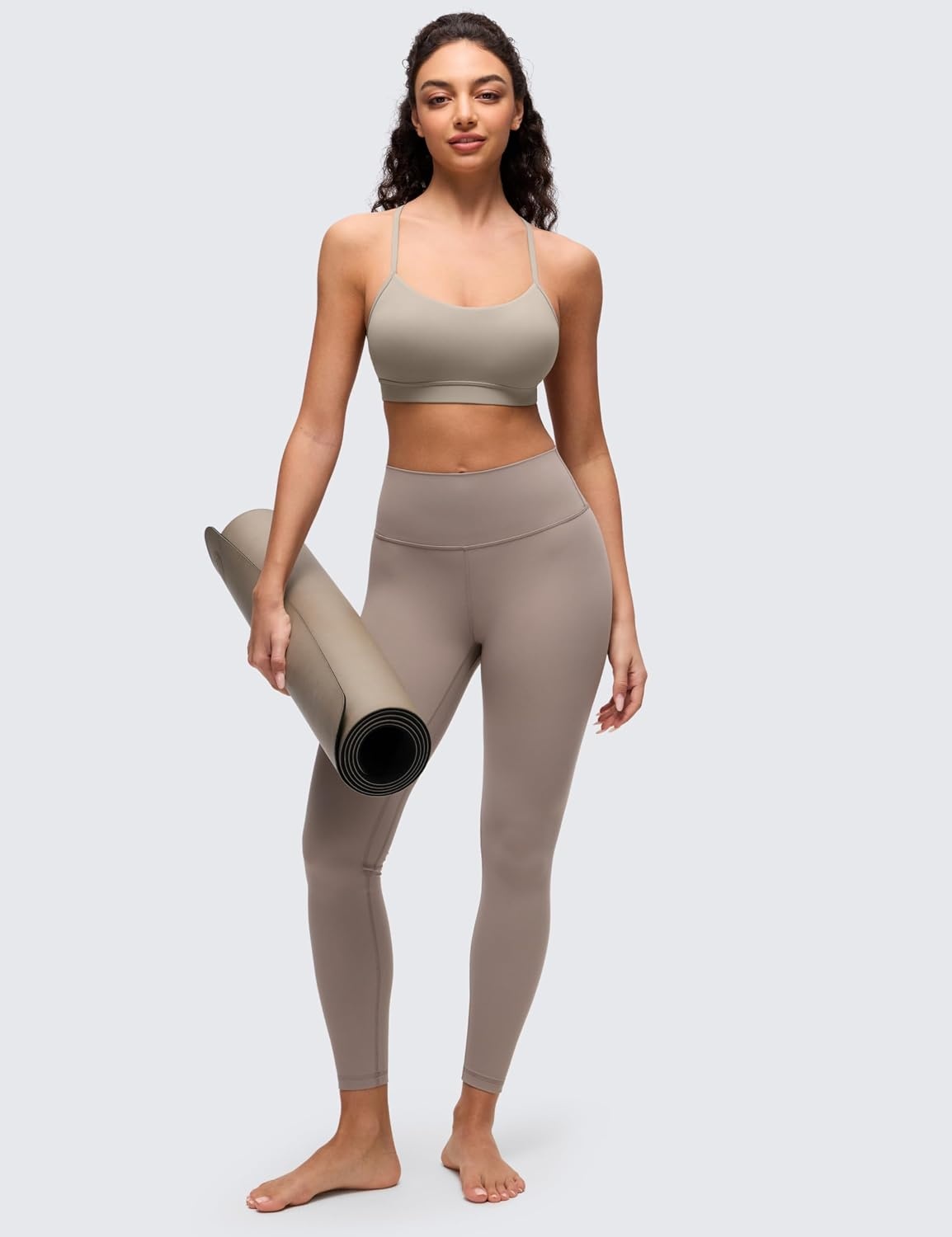 image:imageCRZ YOGA Butterluxe Y Back Sports Bras for Women Padded Racerback Low Impact Spaghetti Thin Strap Workout Yoga TopWarm Ash Grey