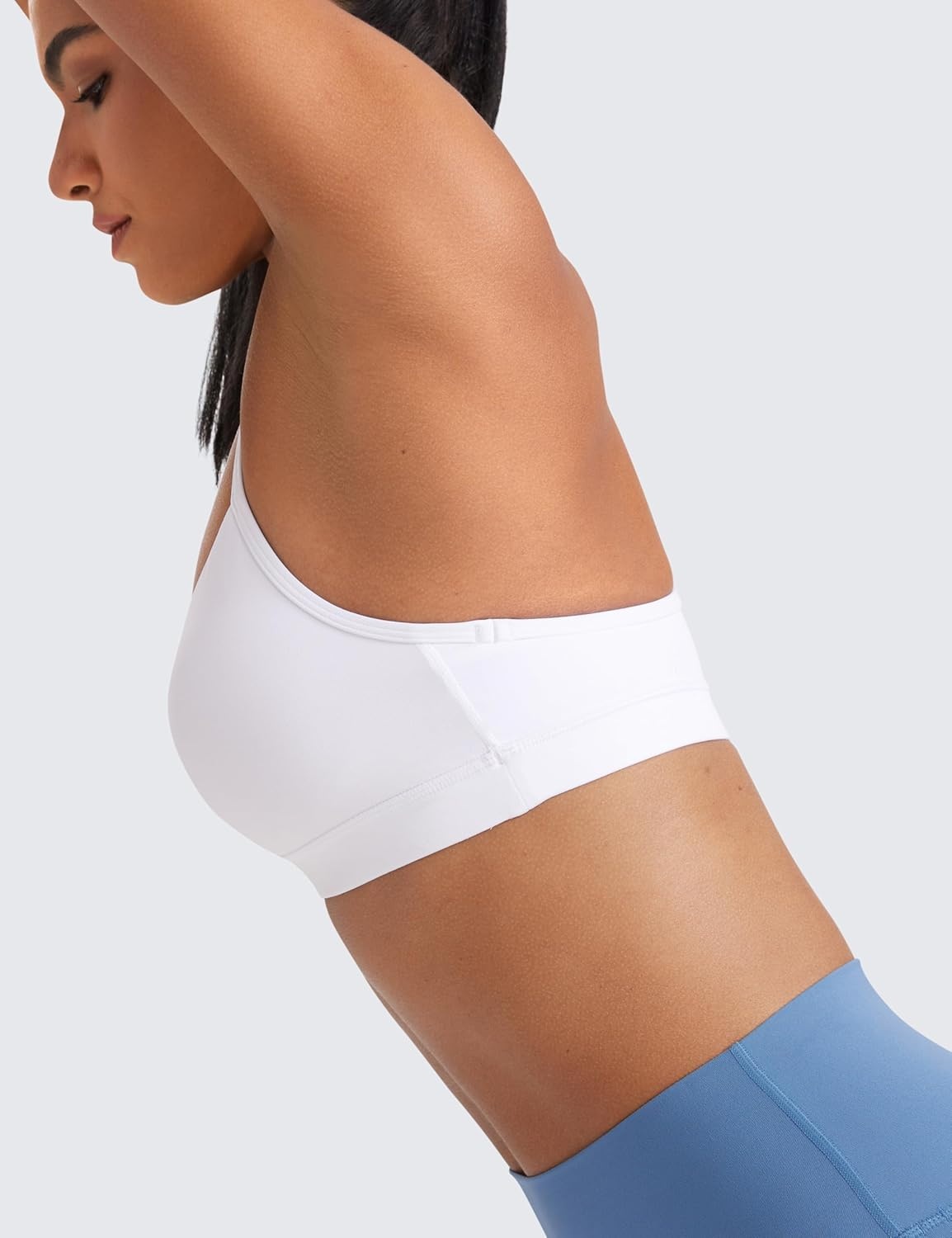 image:imageCRZ YOGA Butterluxe Y Back Sports Bras for Women Padded Racerback Low Impact Spaghetti Thin Strap Workout Yoga TopWhite