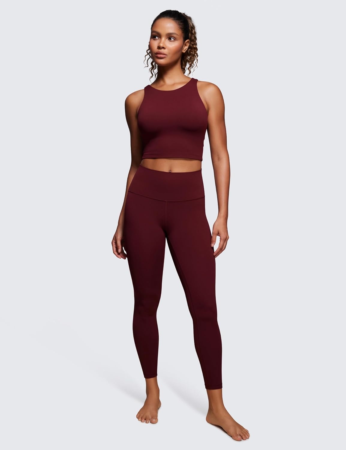 image:imageCRZ YOGA Butterluxe Yoga Leggings 25 High Waisted Buttery Soft Womens Workout Lounge PantsRed Merlot