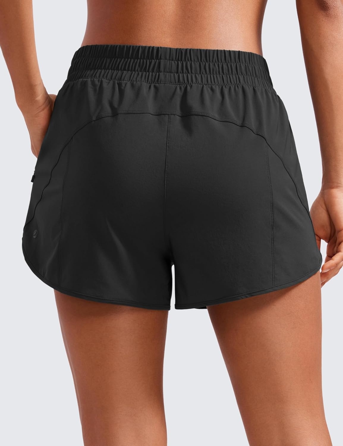 image:imageCRZ YOGA Dolphin Athletic Shorts for Women 3 High Waisted Quick Dry for Running Workout Gym Track with Zip PocketBlack