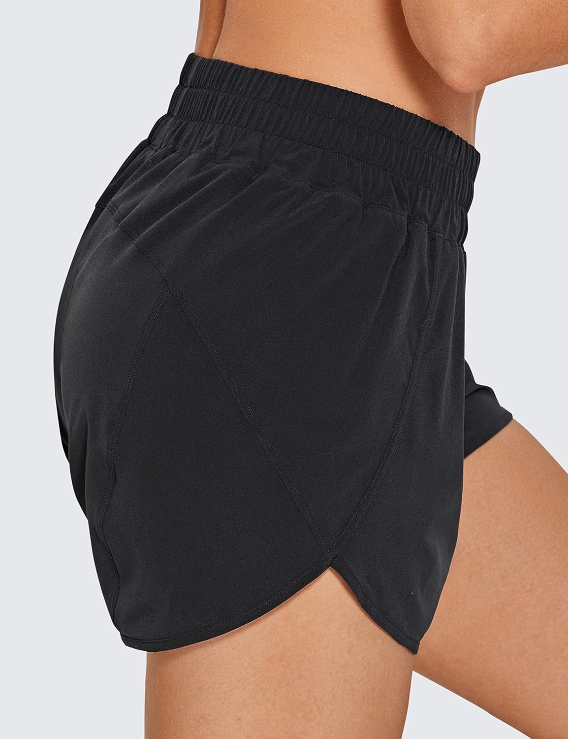 image:imageCRZ YOGA Dolphin Athletic Shorts for Women 3 High Waisted Quick Dry for Running Workout Gym Track with Zip PocketBlack
