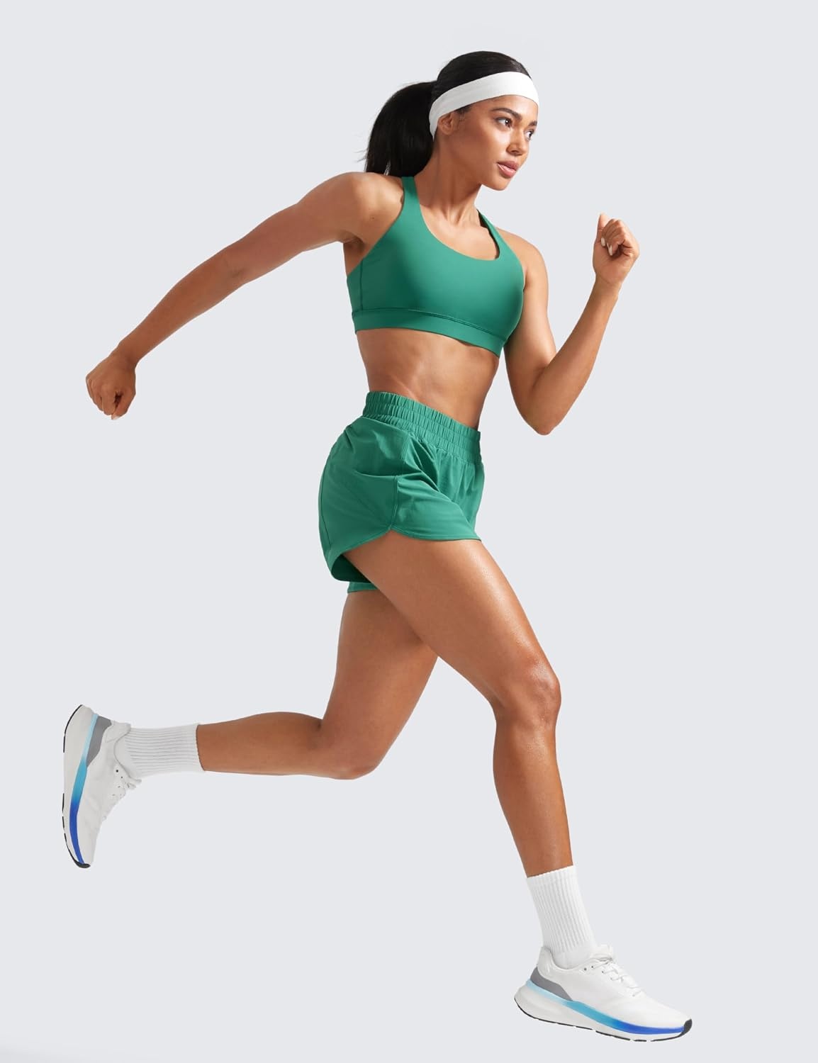 image:imageCRZ YOGA Dolphin Athletic Shorts for Women 3 High Waisted Quick Dry for Running Workout Gym Track with Zip PocketCascadia Green