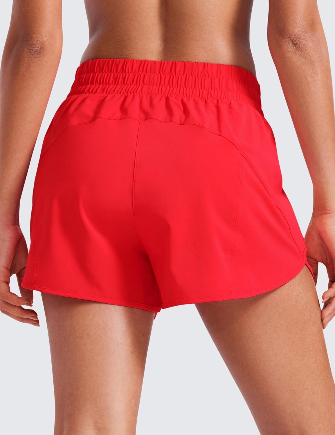 image:imageCRZ YOGA Dolphin Athletic Shorts for Women 3 High Waisted Quick Dry for Running Workout Gym Track with Zip PocketDeep Red