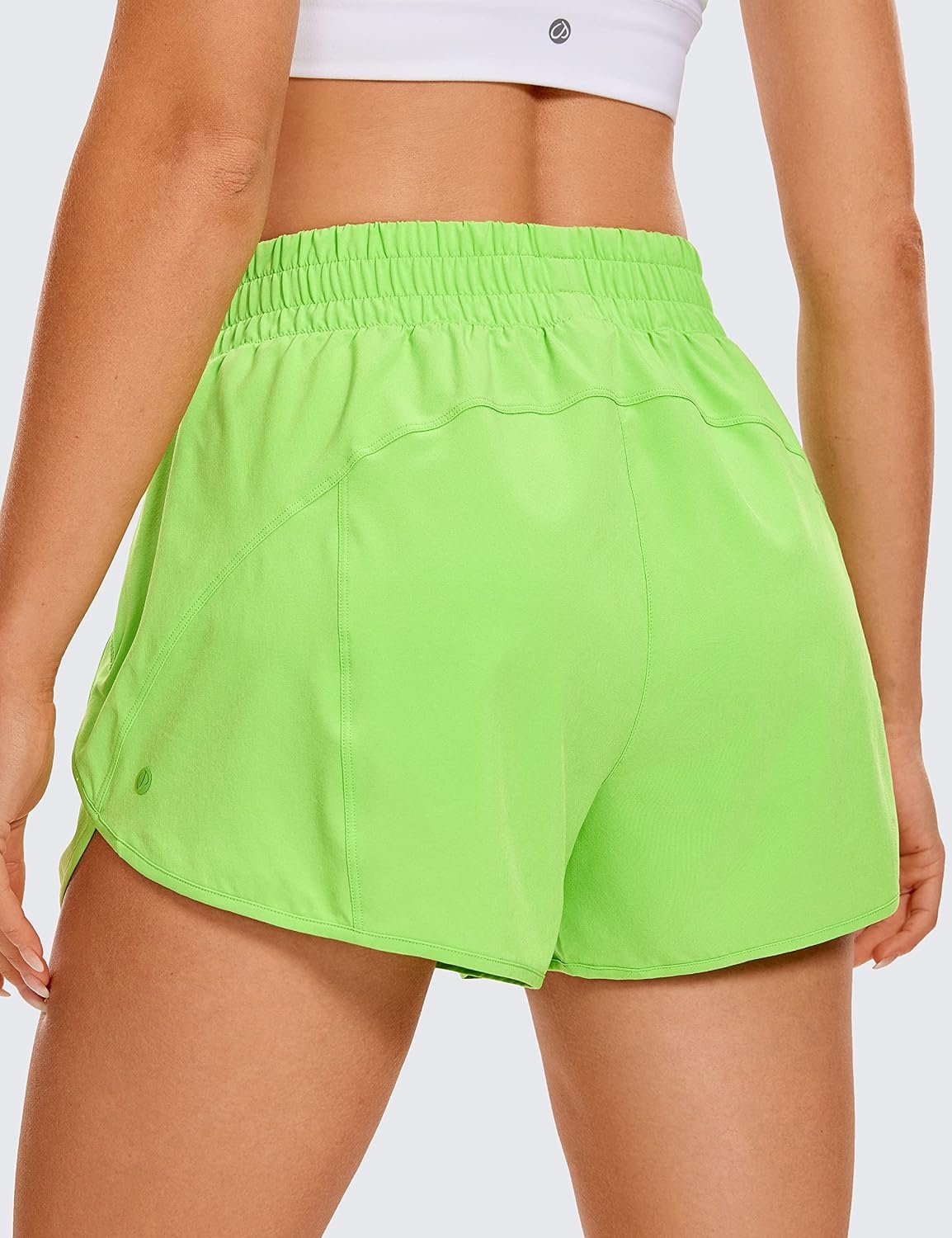 image:imageCRZ YOGA Dolphin Athletic Shorts for Women 3 High Waisted Quick Dry for Running Workout Gym Track with Zip PocketGreen Glow
