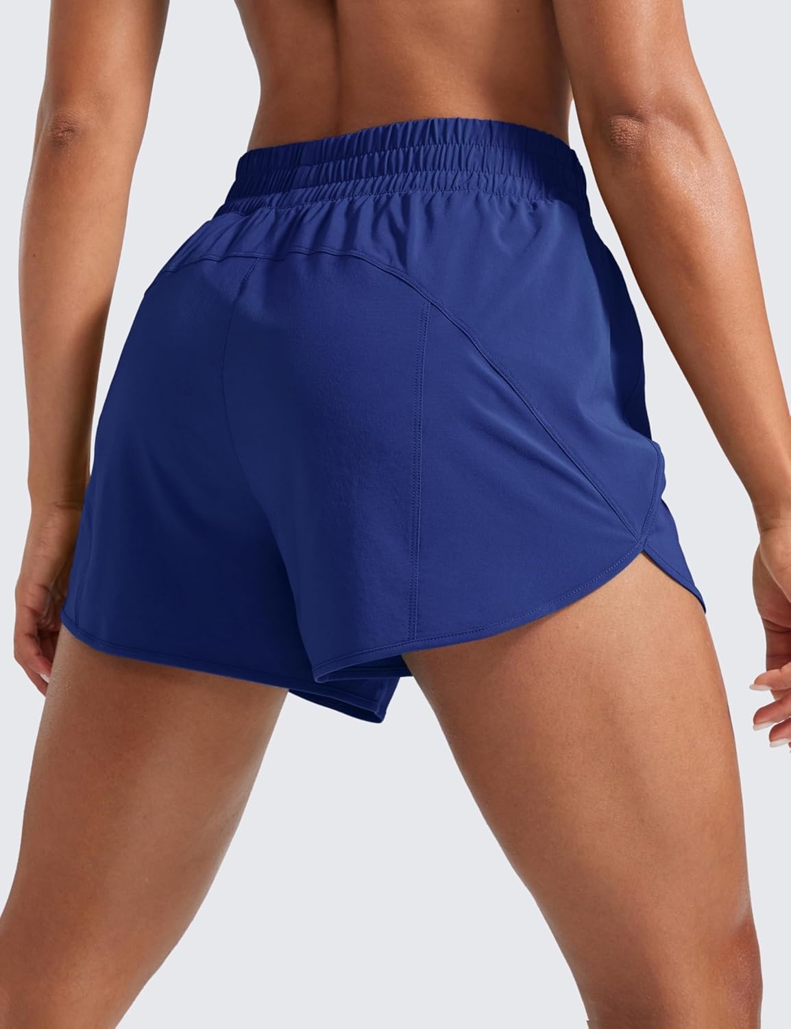 image:imageCRZ YOGA Dolphin Athletic Shorts for Women 3 High Waisted Quick Dry for Running Workout Gym Track with Zip PocketLarkspur Blue