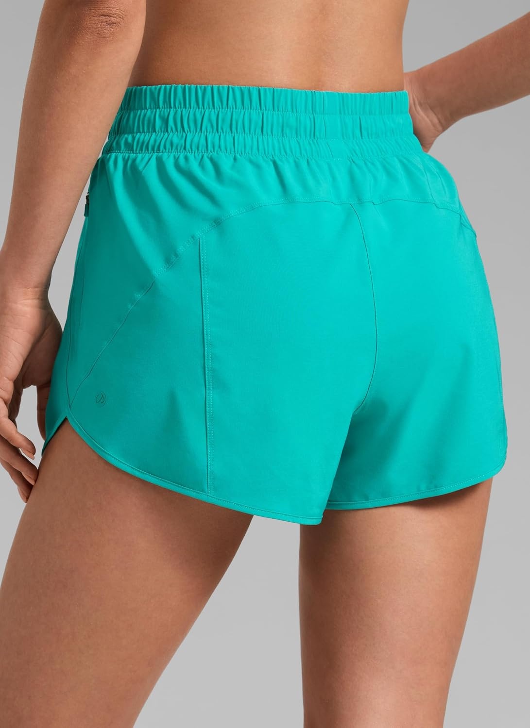 image:imageCRZ YOGA Dolphin Athletic Shorts for Women 3 High Waisted Quick Dry for Running Workout Gym Track with Zip PocketTropics Teal