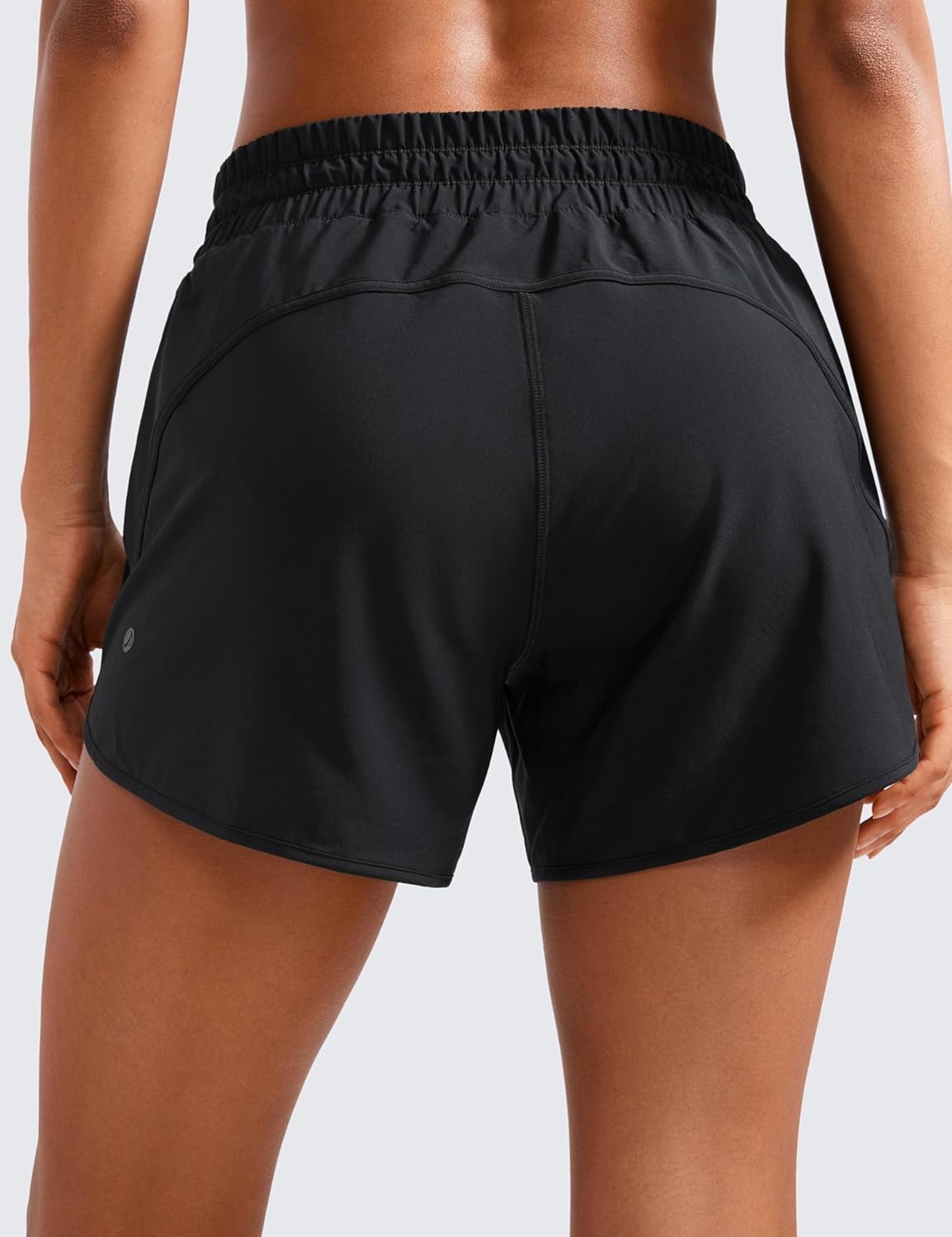image:imageCRZ YOGA Dolphin Athletic Shorts for Women 5 Mid Waisted Quick Dry for Running Workout Gym Track with Zip PocketBlack