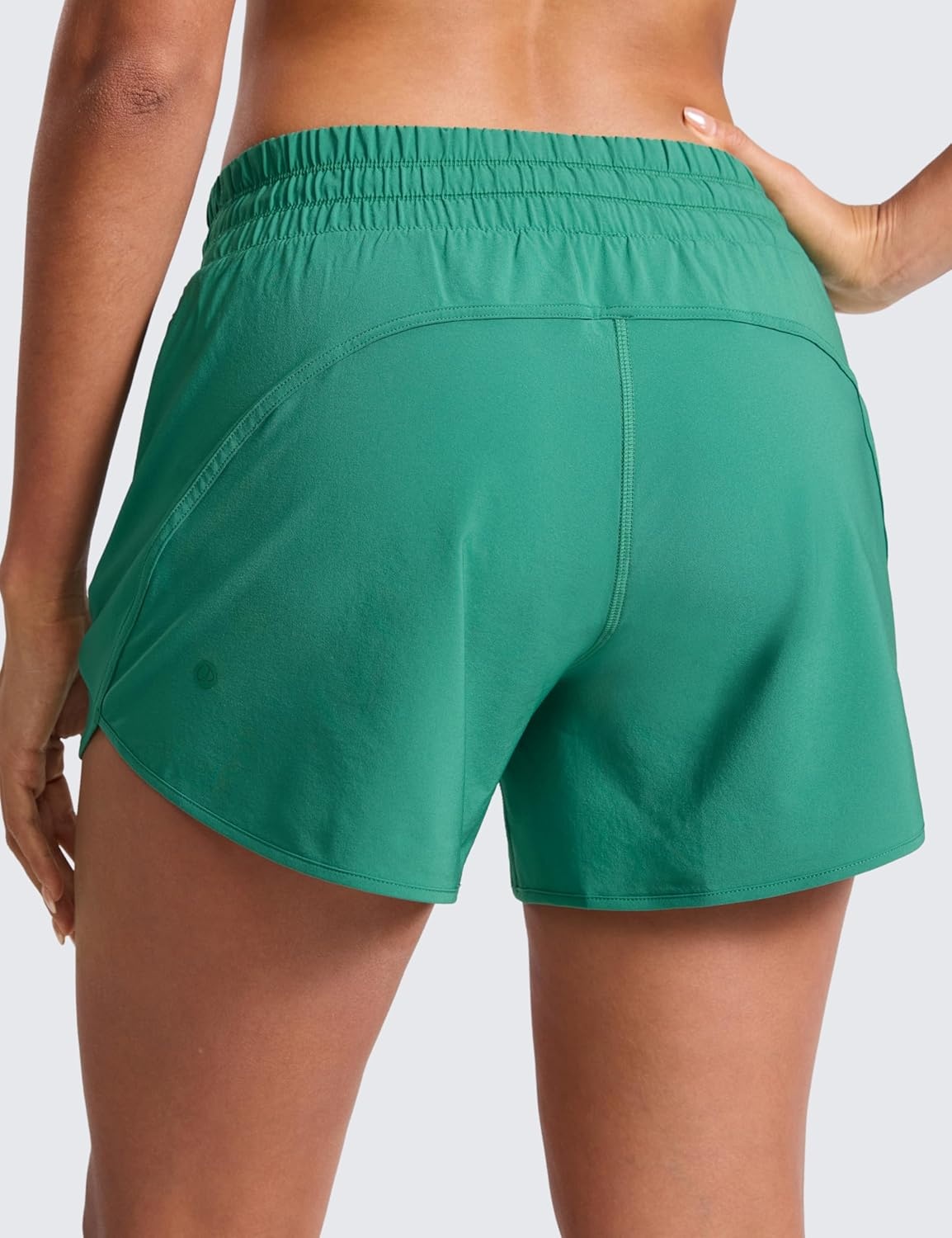 image:imageCRZ YOGA Dolphin Athletic Shorts for Women 5 Mid Waisted Quick Dry for Running Workout Gym Track with Zip PocketCascadia Green