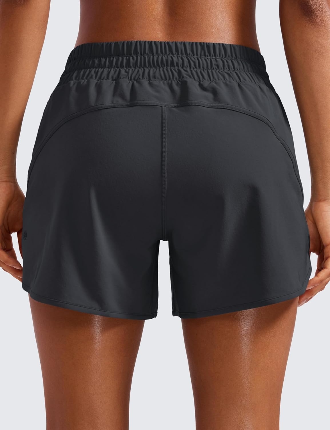 image:imageCRZ YOGA Dolphin Athletic Shorts for Women 5 Mid Waisted Quick Dry for Running Workout Gym Track with Zip PocketGraphite Grey