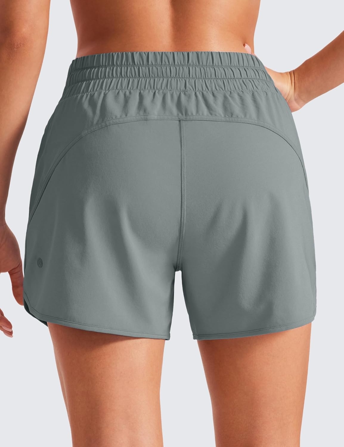 image:imageCRZ YOGA Dolphin Athletic Shorts for Women 5 Mid Waisted Quick Dry for Running Workout Gym Track with Zip PocketGrey Sage