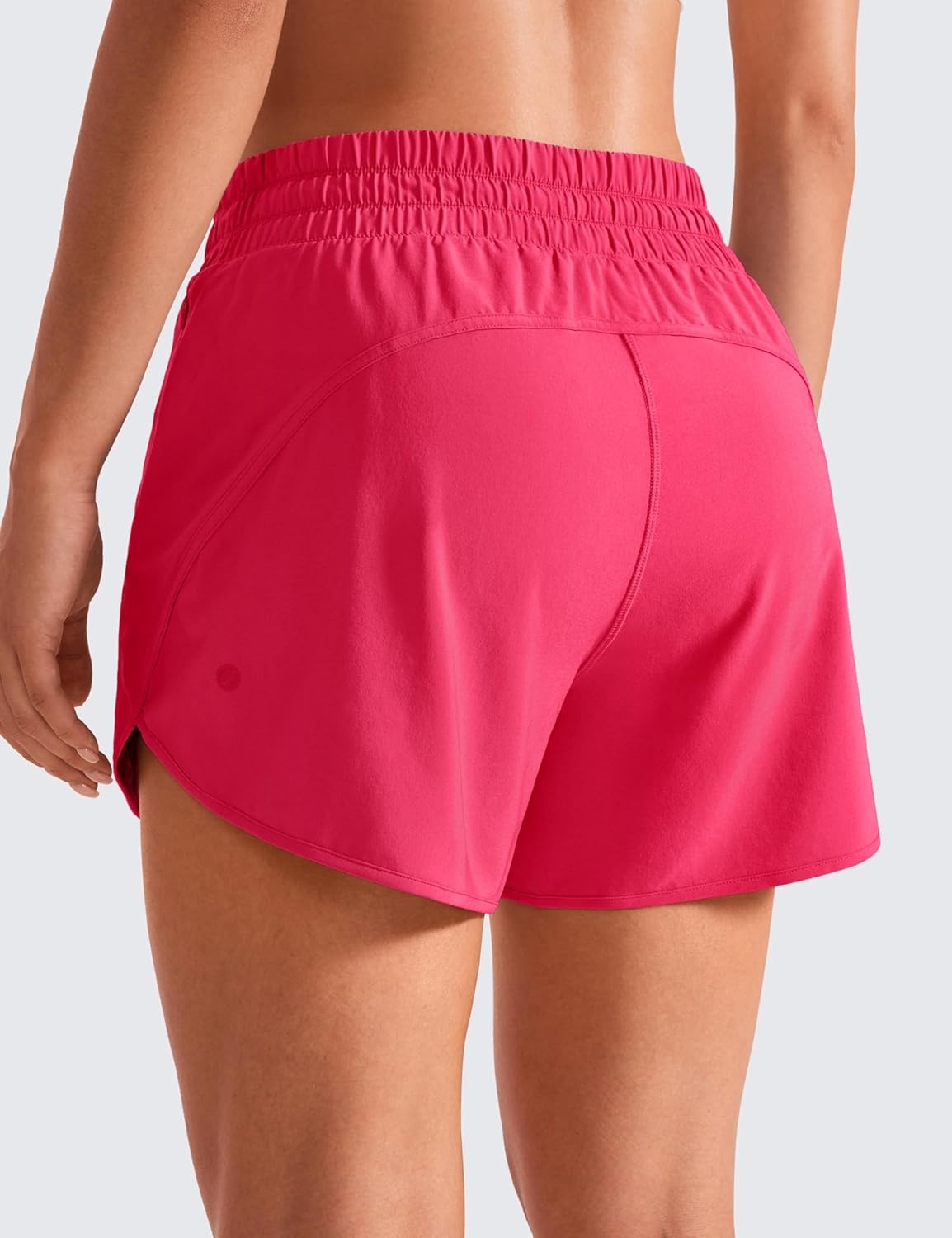 image:imageCRZ YOGA Dolphin Athletic Shorts for Women 5 Mid Waisted Quick Dry for Running Workout Gym Track with Zip PocketLip Gloss Pink