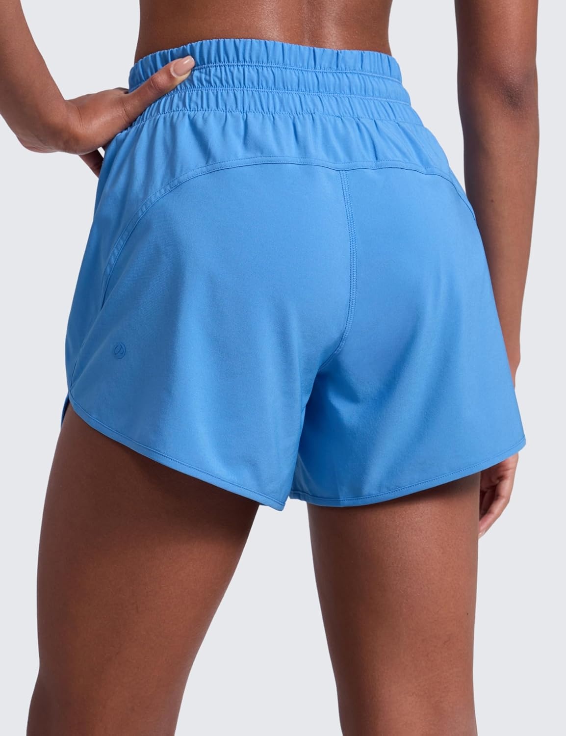 image:imageCRZ YOGA Dolphin Athletic Shorts for Women 5 Mid Waisted Quick Dry for Running Workout Gym Track with Zip PocketParty Blue