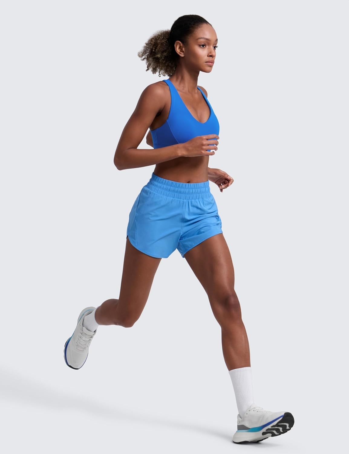image:imageCRZ YOGA Dolphin Athletic Shorts for Women 5 Mid Waisted Quick Dry for Running Workout Gym Track with Zip PocketParty Blue