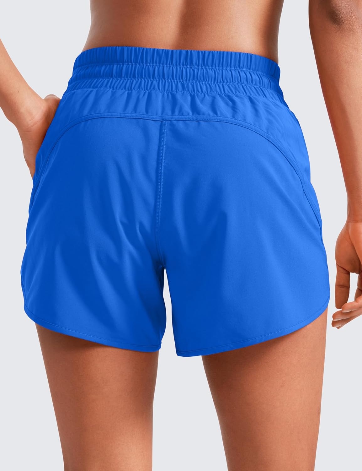 image:imageCRZ YOGA Dolphin Athletic Shorts for Women 5 Mid Waisted Quick Dry for Running Workout Gym Track with Zip PocketSparkle Blue