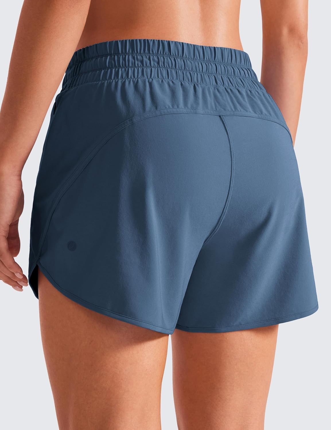 image:imageCRZ YOGA Dolphin Athletic Shorts for Women 5 Mid Waisted Quick Dry for Running Workout Gym Track with Zip PocketStelindigo Blue