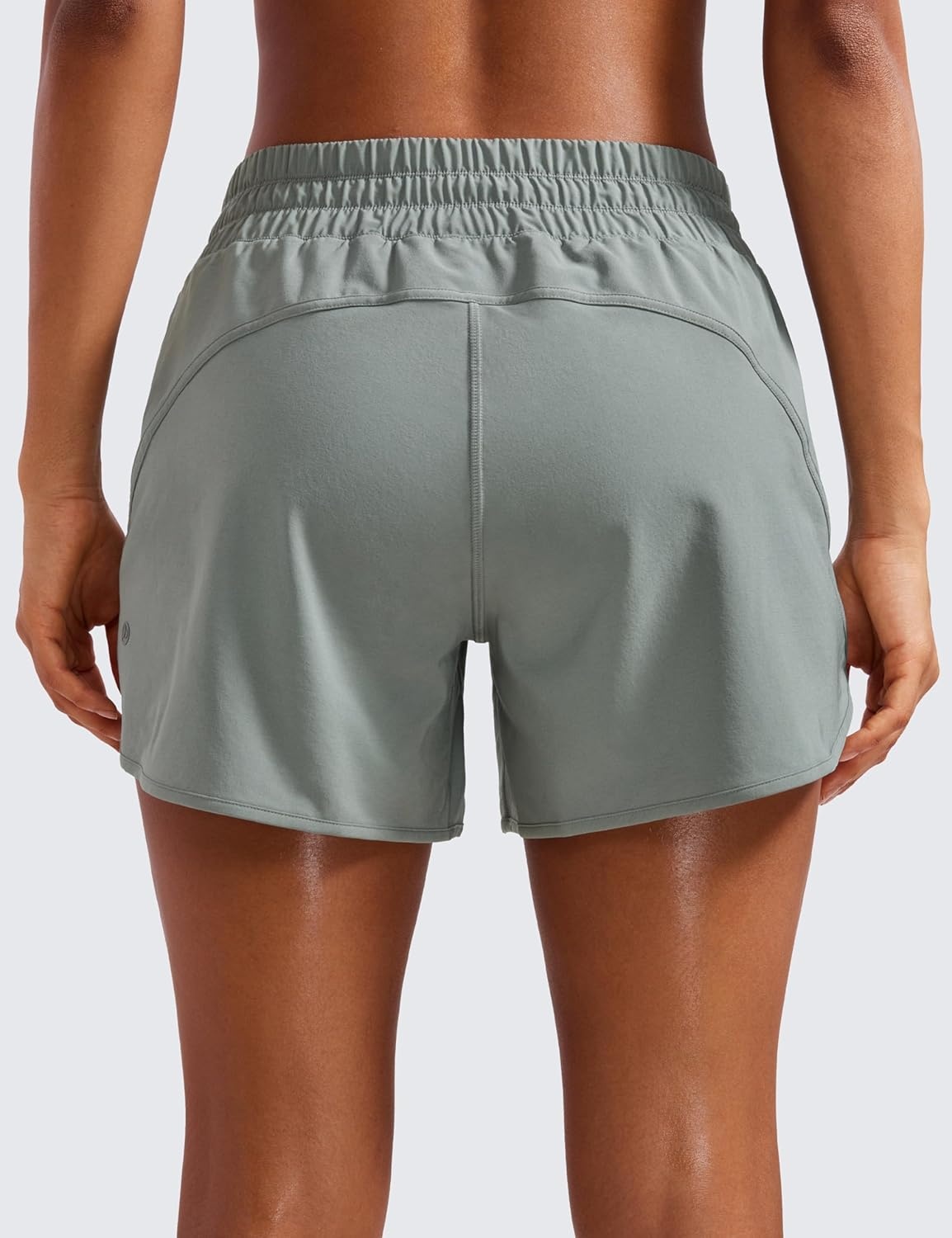 image:imageCRZ YOGA Dolphin Athletic Shorts for Women 5 Mid Waisted Quick Dry for Running Workout Gym Track with Zip PocketSterling