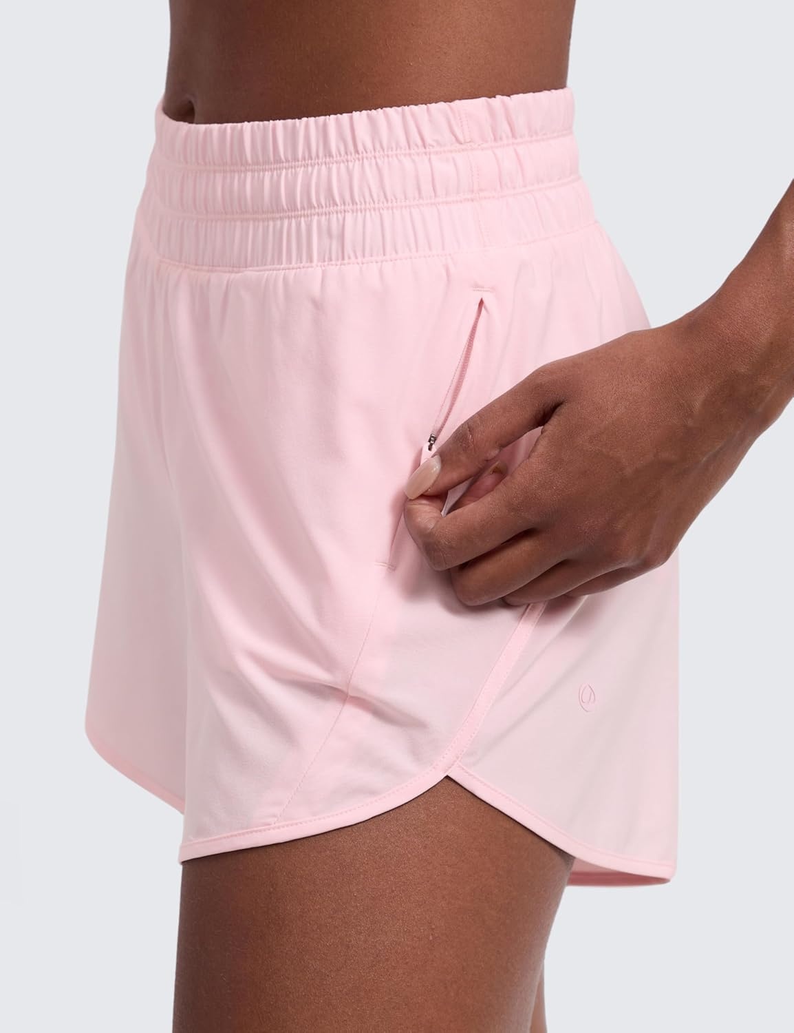 image:imageCRZ YOGA Dolphin Athletic Shorts for Women 5 Mid Waisted Quick Dry for Running Workout Gym Track with Zip PocketStrawberry Pink