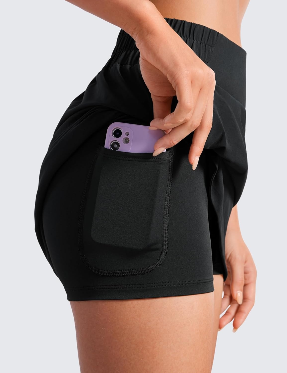 image:imageCRZ YOGA High Waisted Dolphin Golf Skirts for Women Mini Lined A Line Tennis Casual Skort with Side PocketsBlack