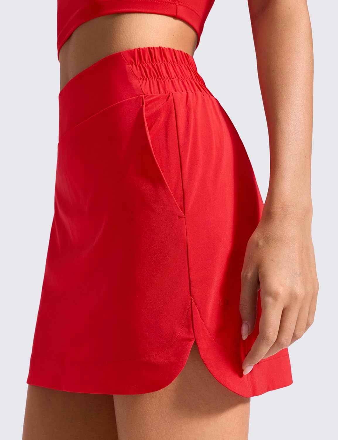 image:imageCRZ YOGA High Waisted Dolphin Golf Skirts for Women Mini Lined A Line Tennis Casual Skort with Side PocketsDeep Red