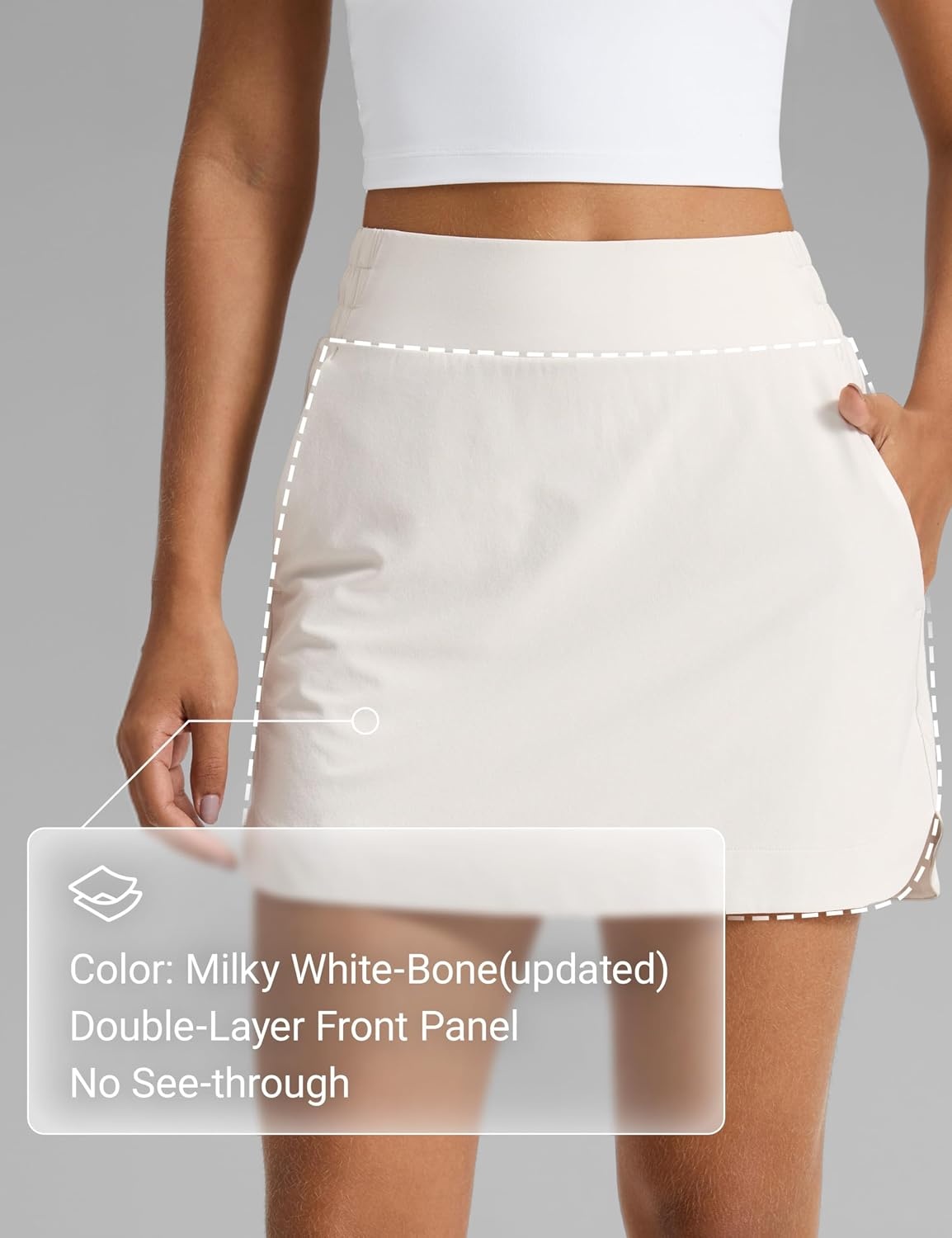 image:imageCRZ YOGA High Waisted Dolphin Golf Skirts for Women Mini Lined A Line Tennis Casual Skort with Side PocketsMilky Whiteboneupdated