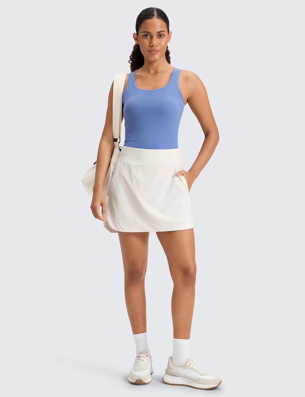 image:imageCRZ YOGA High Waisted Dolphin Golf Skirts for Women Mini Lined A Line Tennis Casual Skort with Side PocketsMilky Whiteboneupdated
